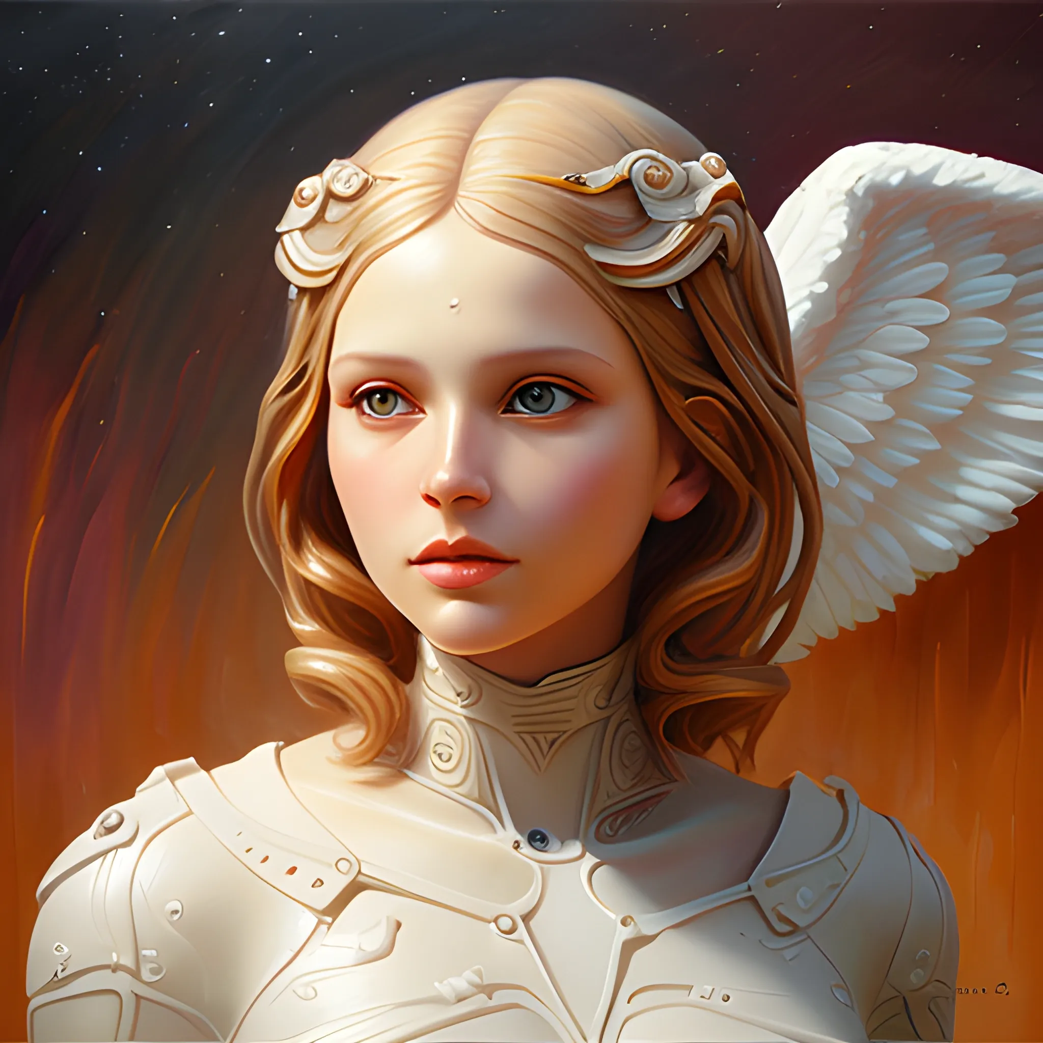 beautiful, angel,Oil Painting, 3D, sci fi