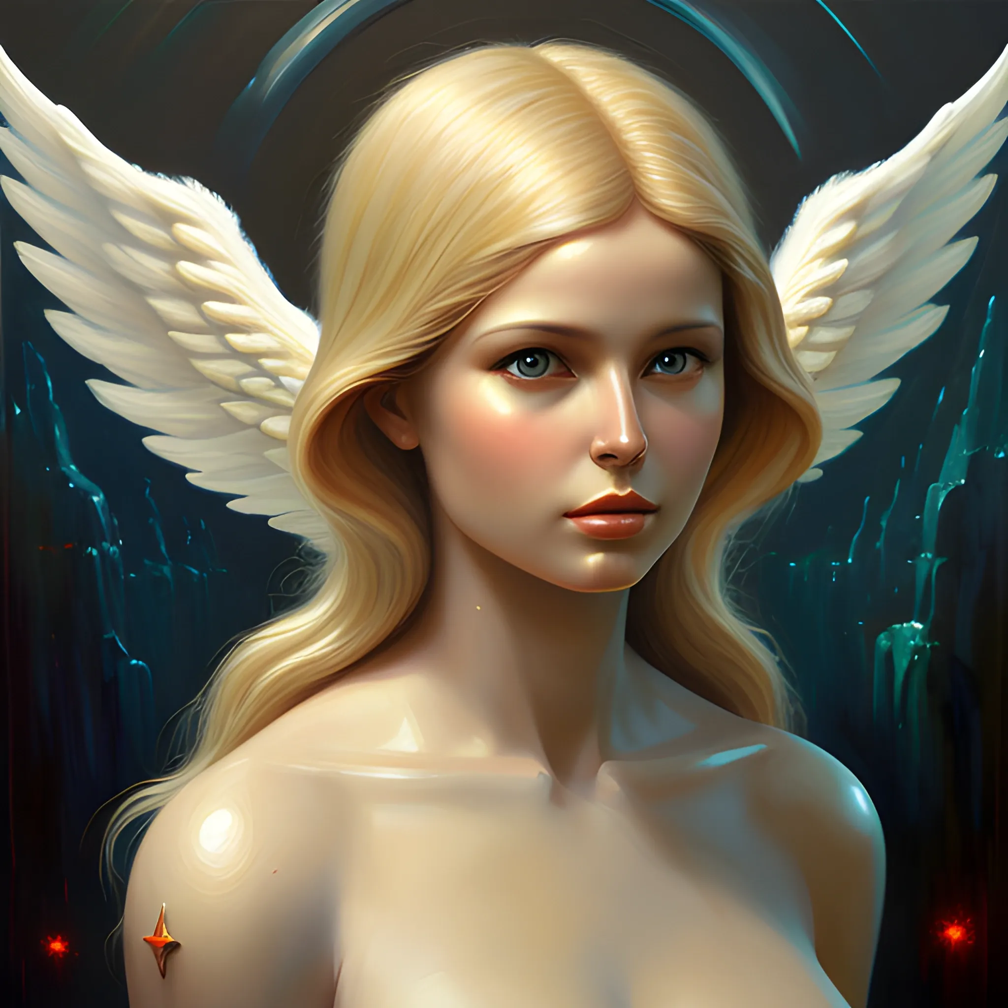 beautiful, angel,Oil Painting, 3D, sci fi adult