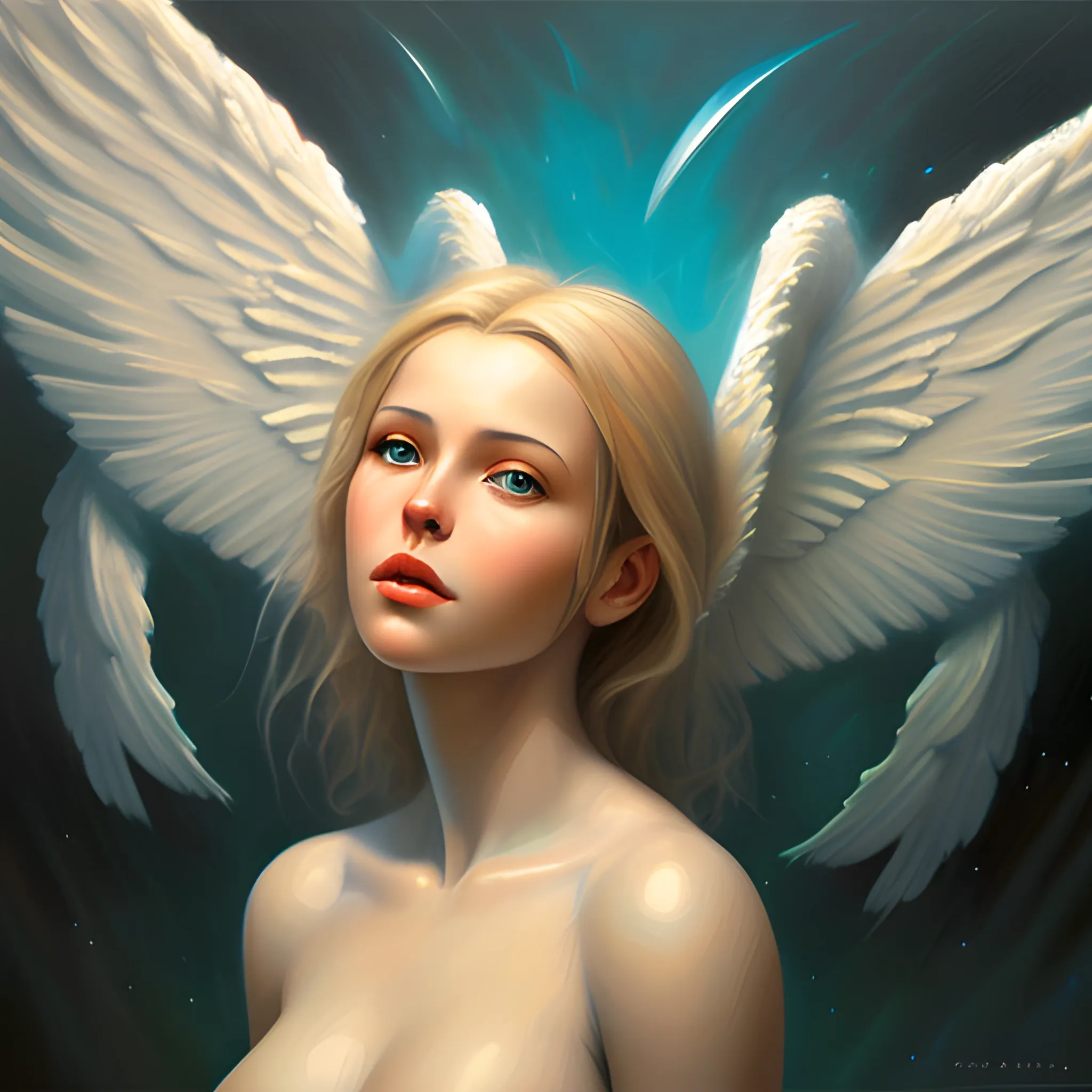 beautiful, angel,Oil Painting, 3D, sci fi, adult