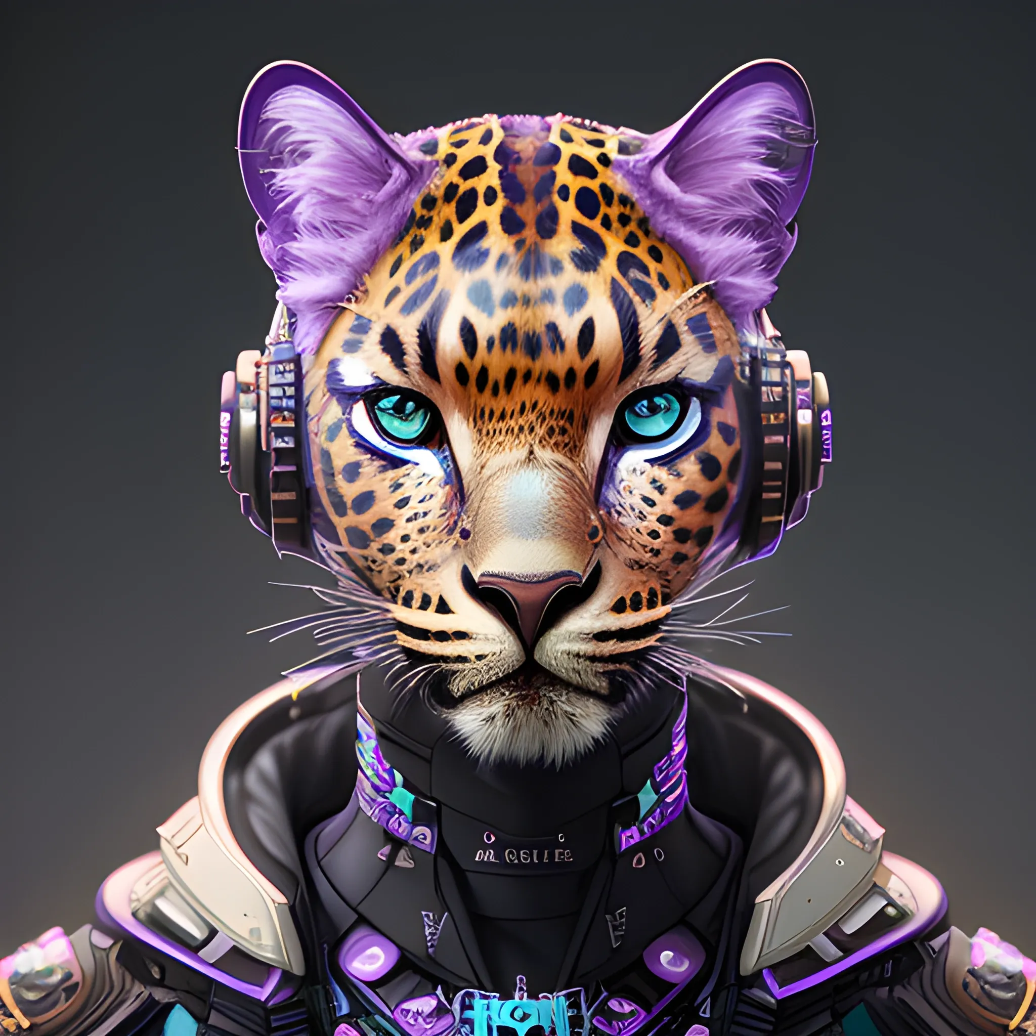 a beautiful portrait of a cute cyberpunk leopard by sandra chevrier and greg rutkowski and wlop, purple blue color scheme, high key lighting, volumetric light, digital art, highly detailed, fine detail, intricate, ornate, complex, octane render, unreal engine, photorealistic 