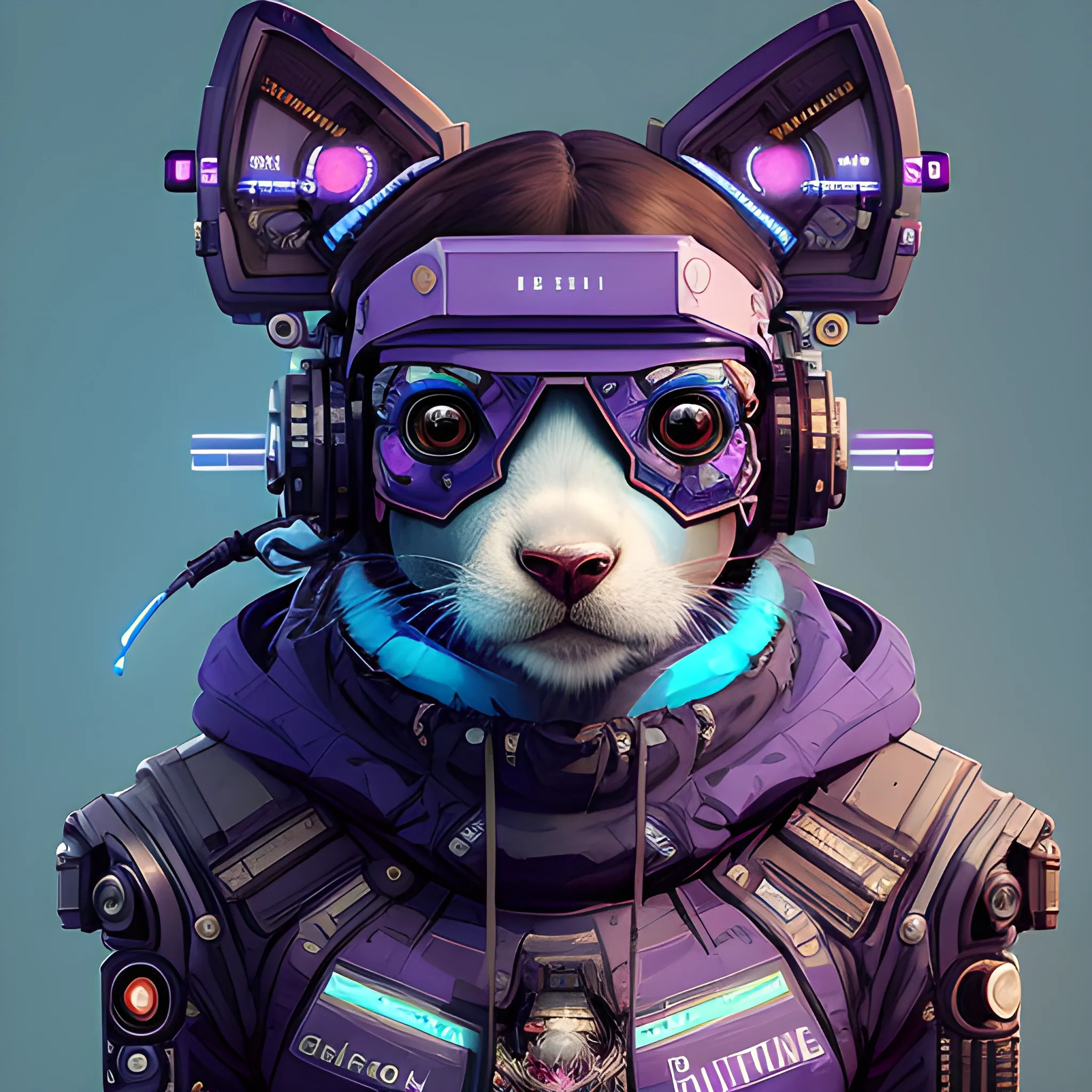 a beautiful portrait of a cute cyberpunk Teddy Inu by sandra chevrier and greg rutkowski and wlop, purple blue color scheme, high key lighting, volumetric light, digital art, highly detailed, fine detail, intricate, ornate, complex, octane render, unreal engine, photorealistic 