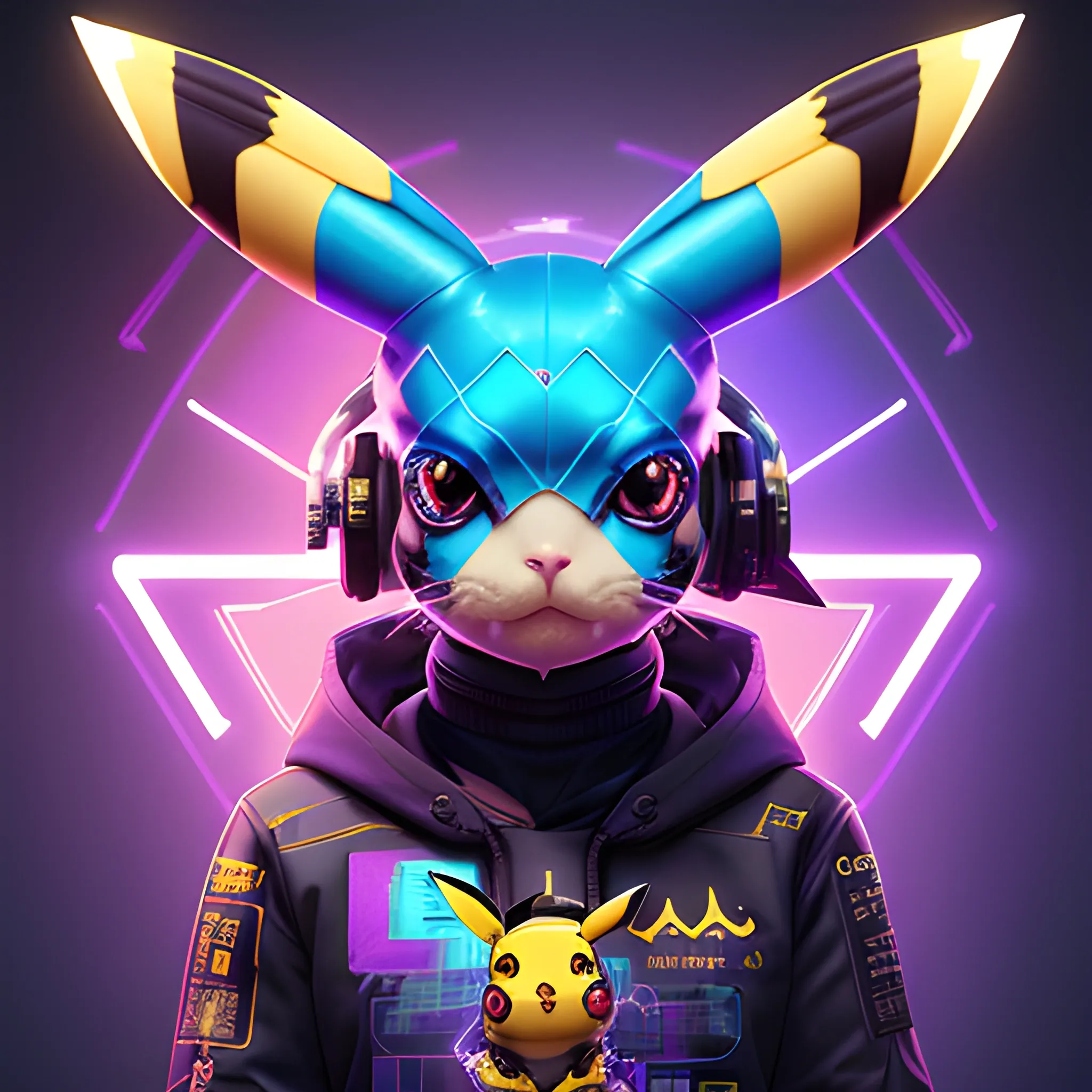 a beautiful portrait of a cute cyberpunk Pikachu  by sandra chevrier and greg rutkowski and wlop, purple blue color scheme, high key lighting, volumetric light, digital art, highly detailed, fine detail, intricate, ornate, complex, octane render, unreal engine, photorealistic 