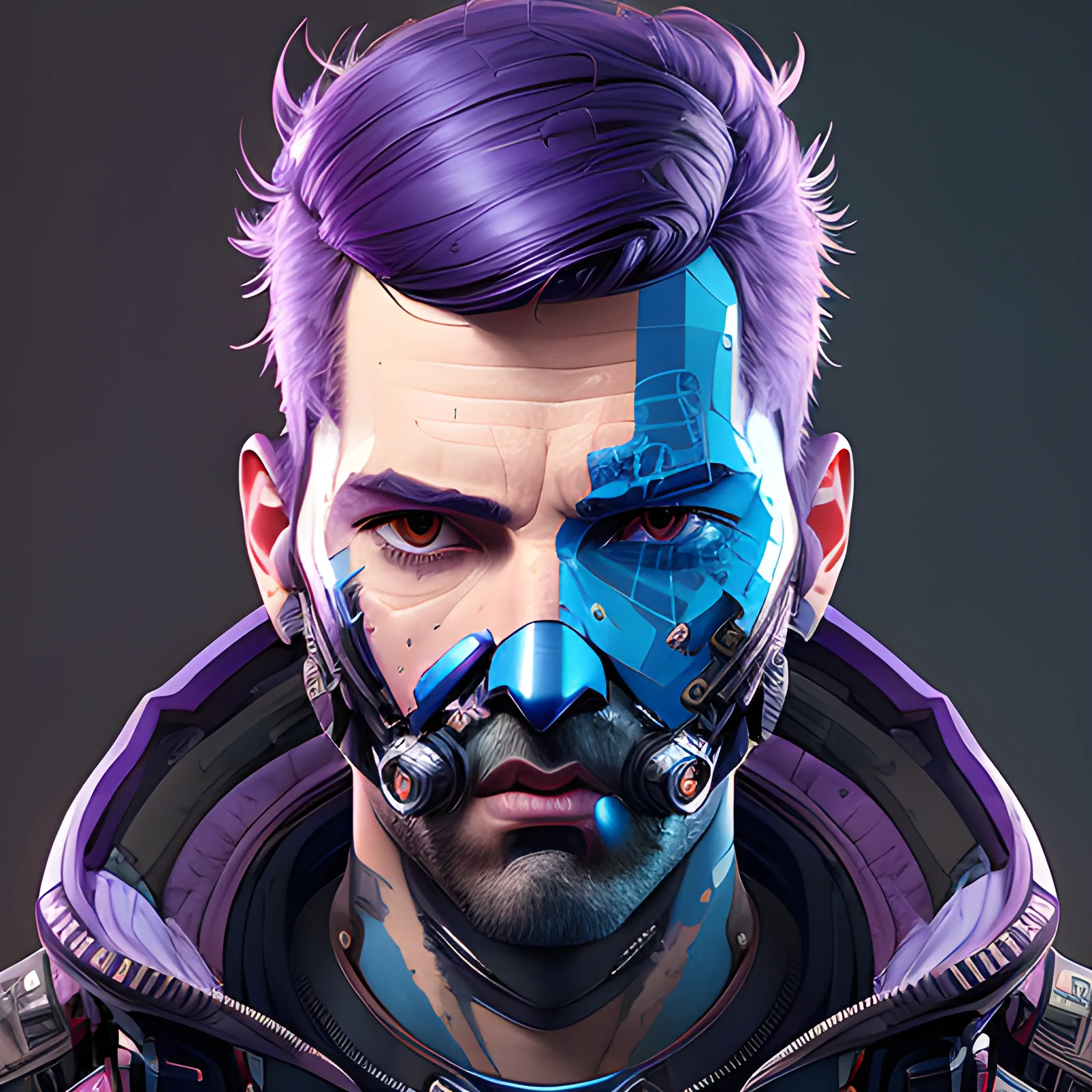 a beautiful portrait of a cute cyberpunk Faceless Man  by sandra chevrier and greg rutkowski and wlop, purple blue color scheme, high key lighting, volumetric light, digital art, highly detailed, fine detail, intricate, ornate, complex, octane render, unreal engine, photorealistic 