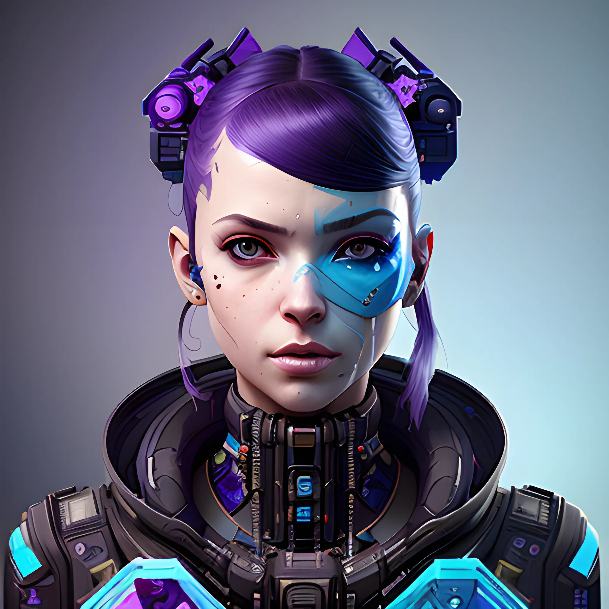 a beautiful portrait of a cute cyberpunk Avatar by sandra chevrier and greg rutkowski and wlop, purple blue color scheme, high key lighting, volumetric light, digital art, highly detailed, fine detail, intricate, ornate, complex, octane render, unreal engine, photorealistic 