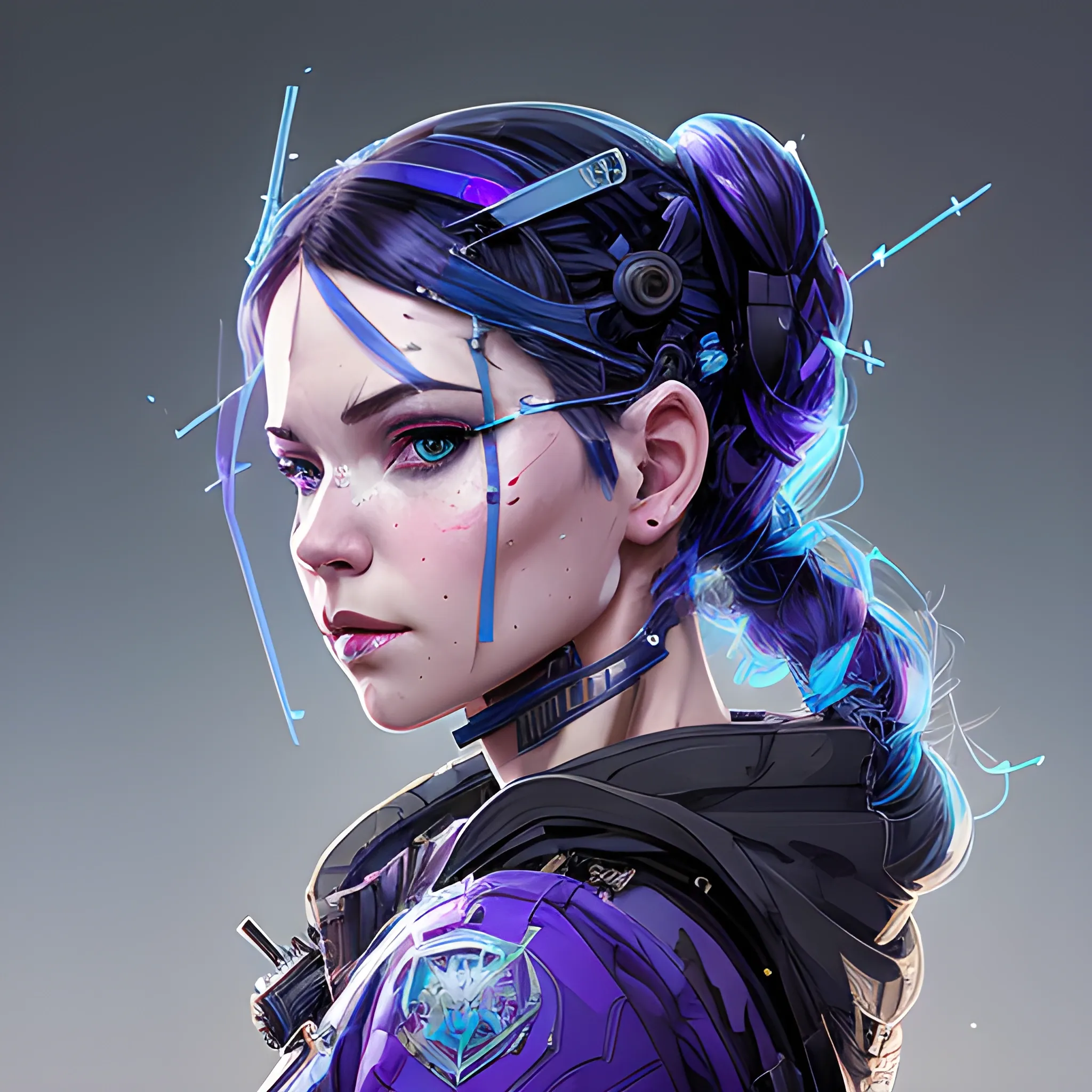 a beautiful portrait of a cute cyberpunk Snow White by sandra chevrier and greg rutkowski and wlop, purple blue color scheme, high key lighting, volumetric light, digital art, highly detailed, fine detail, intricate, ornate, complex, octane render, unreal engine, photorealistic 