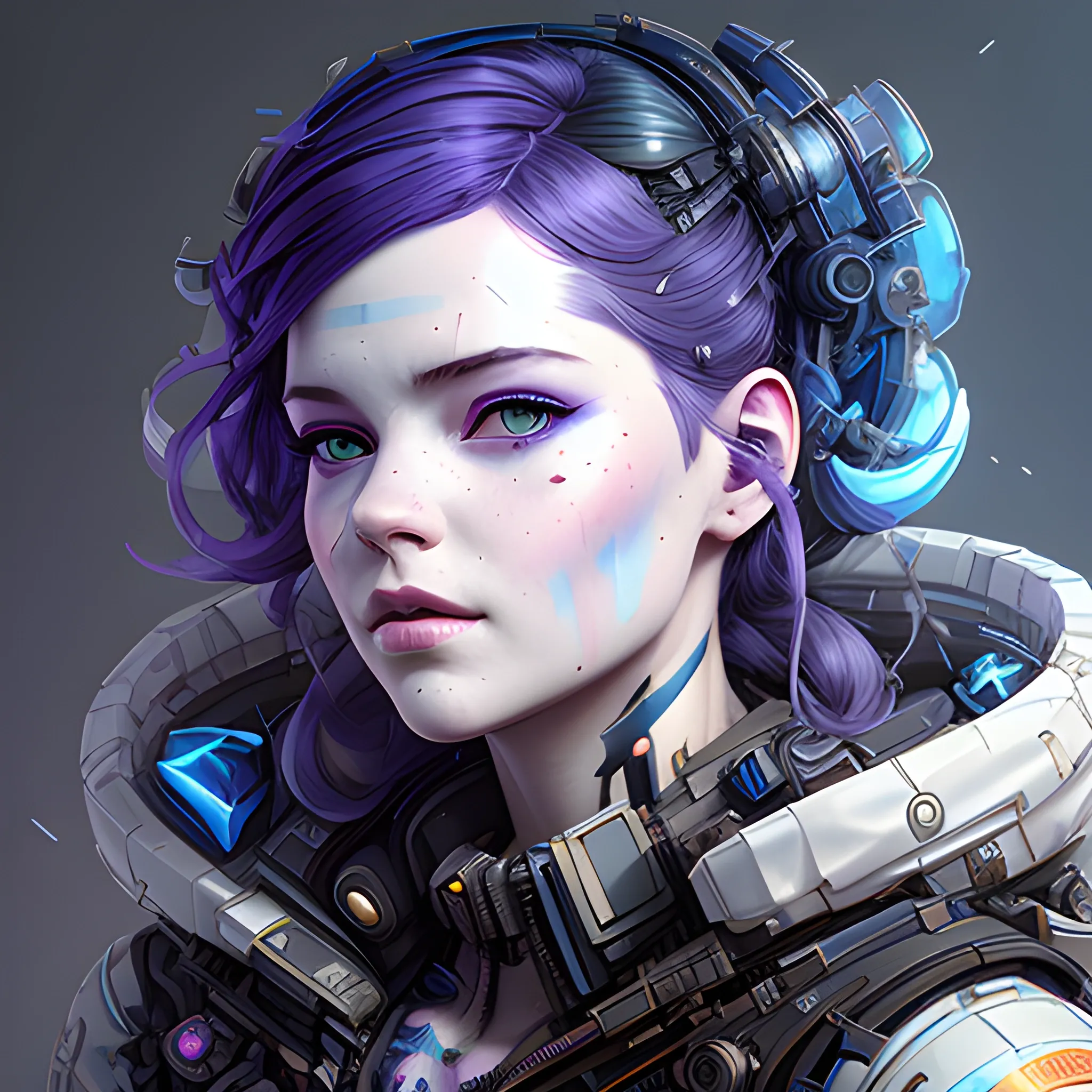 a beautiful portrait of a cute cyberpunk Snow White by sandra chevrier and greg rutkowski and wlop, purple blue color scheme, high key lighting, volumetric light, digital art, highly detailed, fine detail, intricate, ornate, complex, octane render, unreal engine, photorealistic 