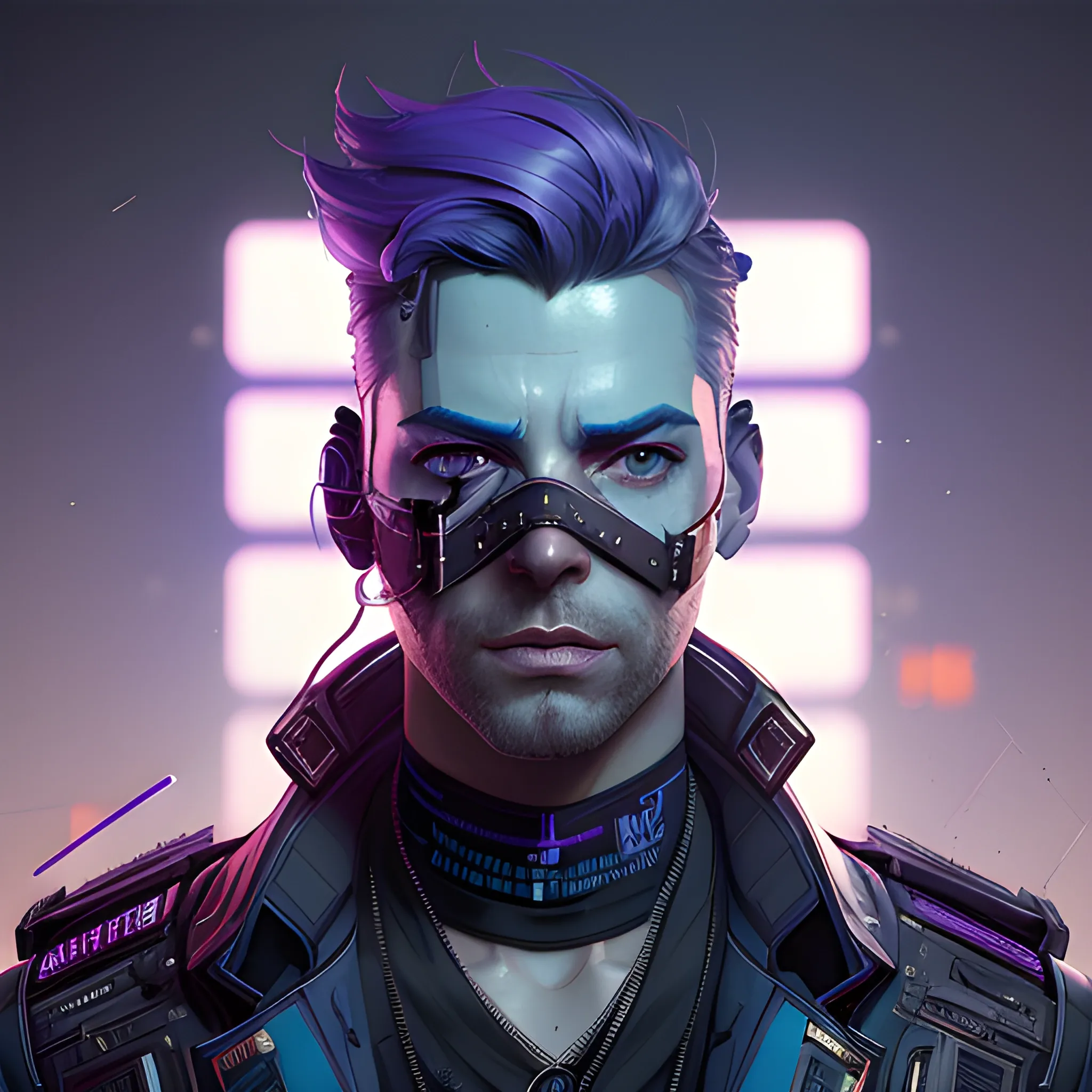 a beautiful portrait of a cute cyberpunk male Jack by sandra chevrier and greg rutkowski and wlop, purple blue color scheme, high key lighting, volumetric light, digital art, highly detailed, fine detail, intricate, ornate, complex, octane render, unreal engine, photorealistic 