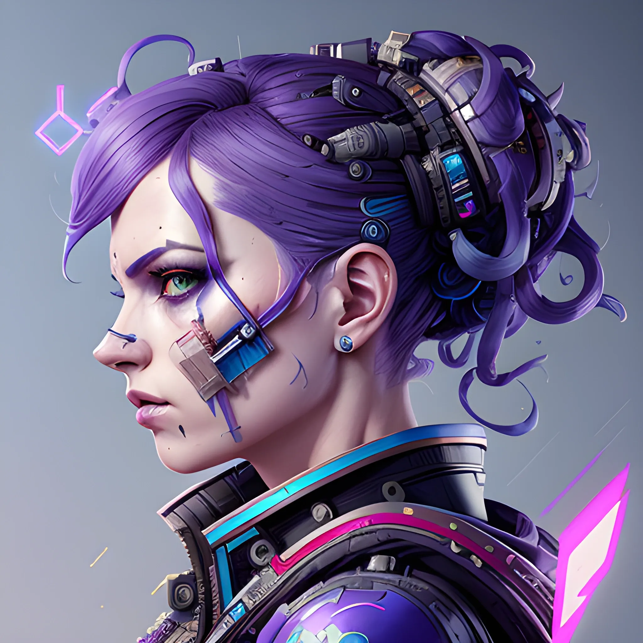 a beautiful portrait of a cute cyberpunk female Queen of Hearts by sandra chevrier and greg rutkowski and wlop, purple blue color scheme, high key lighting, volumetric light, digital art, highly detailed, fine detail, intricate, ornate, complex, octane render, unreal engine, photorealistic 