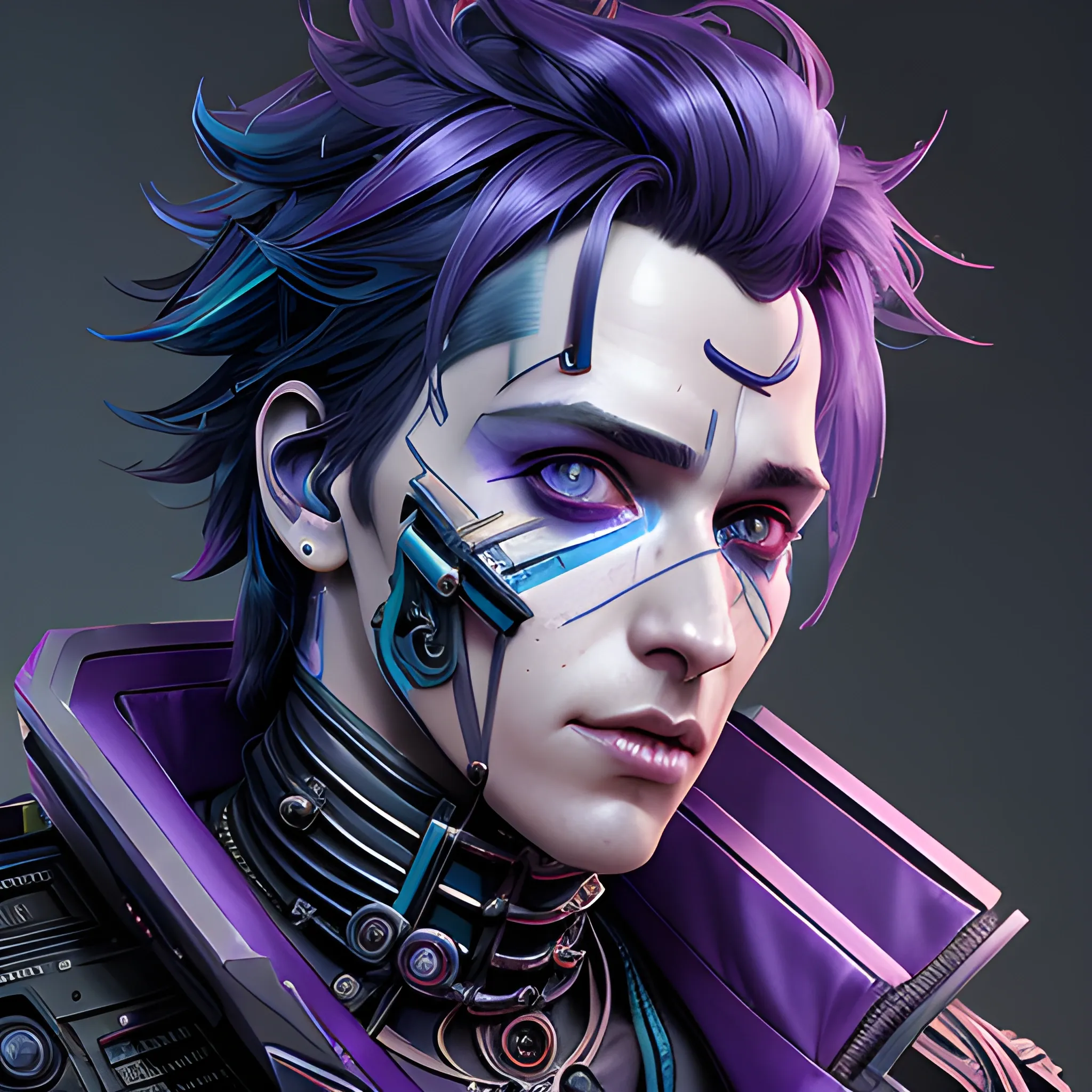 a beautiful portrait of a cute cyberpunk male Scissorhands Edward by sandra chevrier and greg rutkowski and wlop, purple blue color scheme, high key lighting, volumetric light, digital art, highly detailed, fine detail, intricate, ornate, complex, octane render, unreal engine, photorealistic 