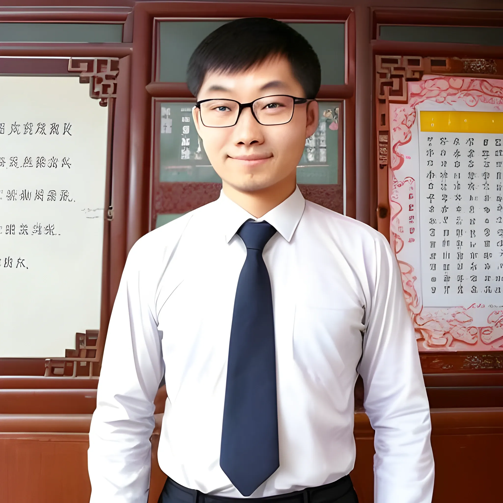 Please help me generate a photo of a well-mannered 
 male teacher in China