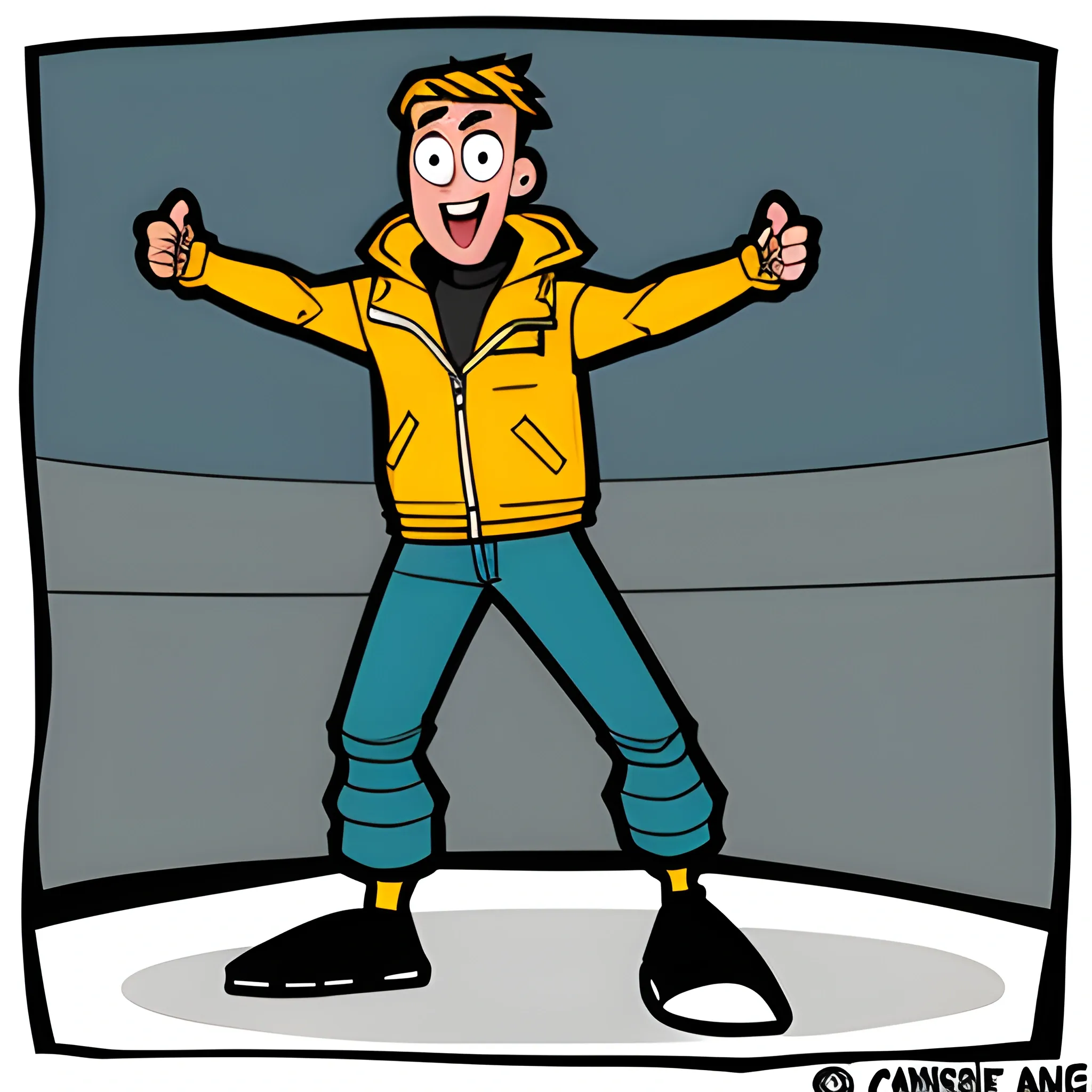 , Cartoon, A Man with jacket doing Tpose and Full budy parts