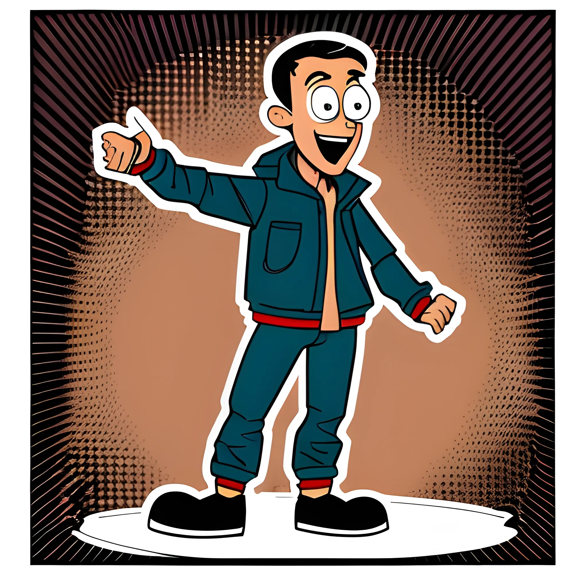 , Cartoon, A Man with jacket doing Tpose and Full budy parts