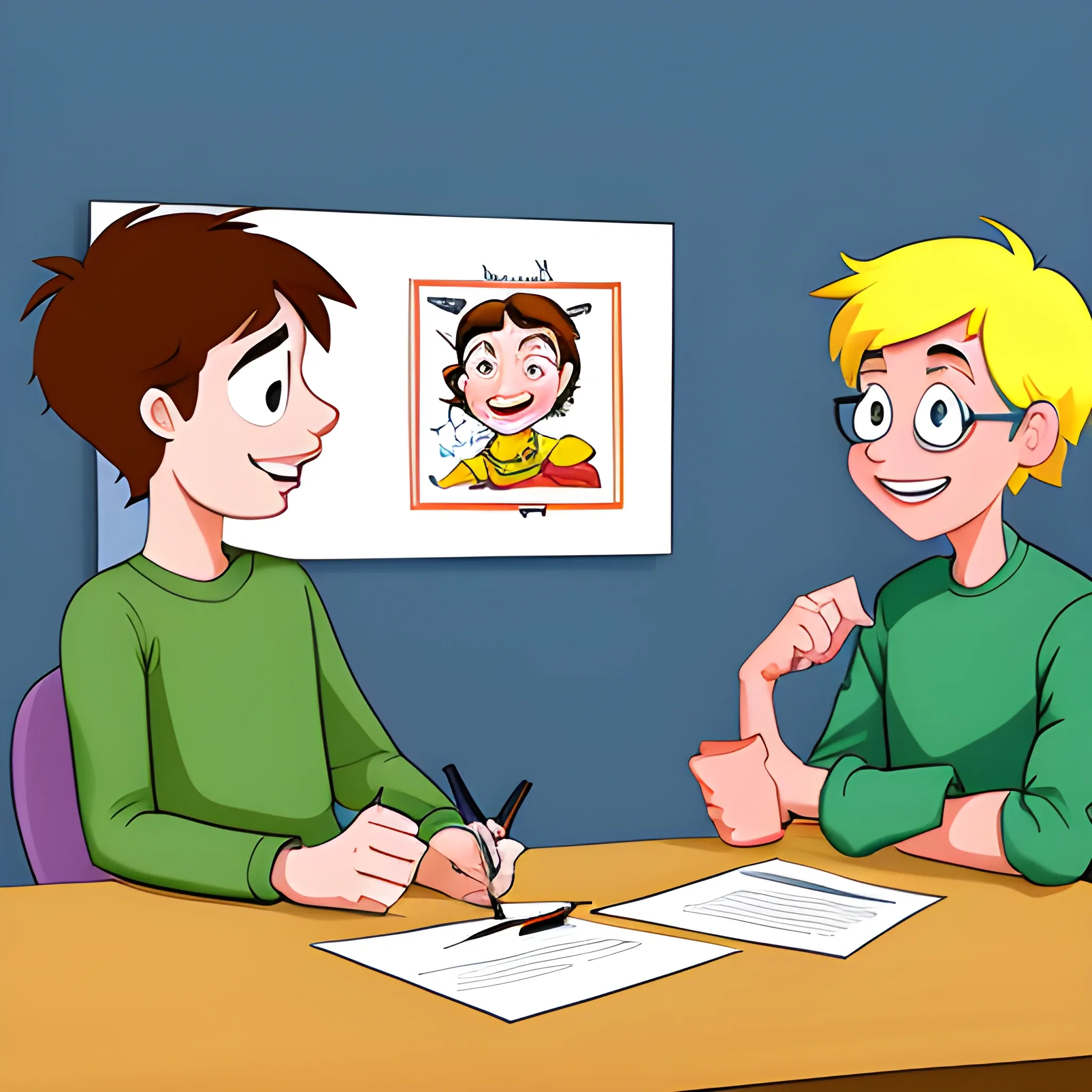 cartoon mentoring session between two people

, Cartoon