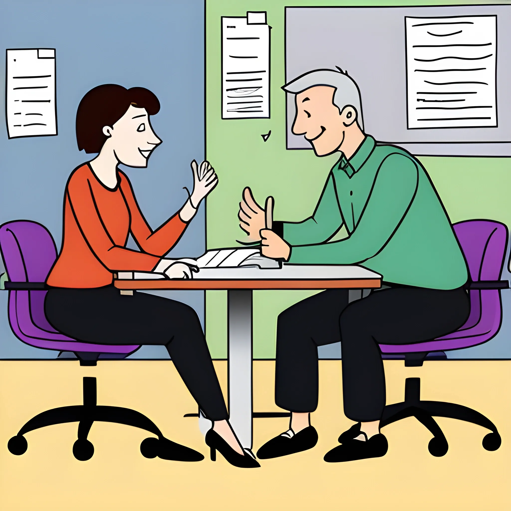 mentoring session between two people, Cartoon, clip art