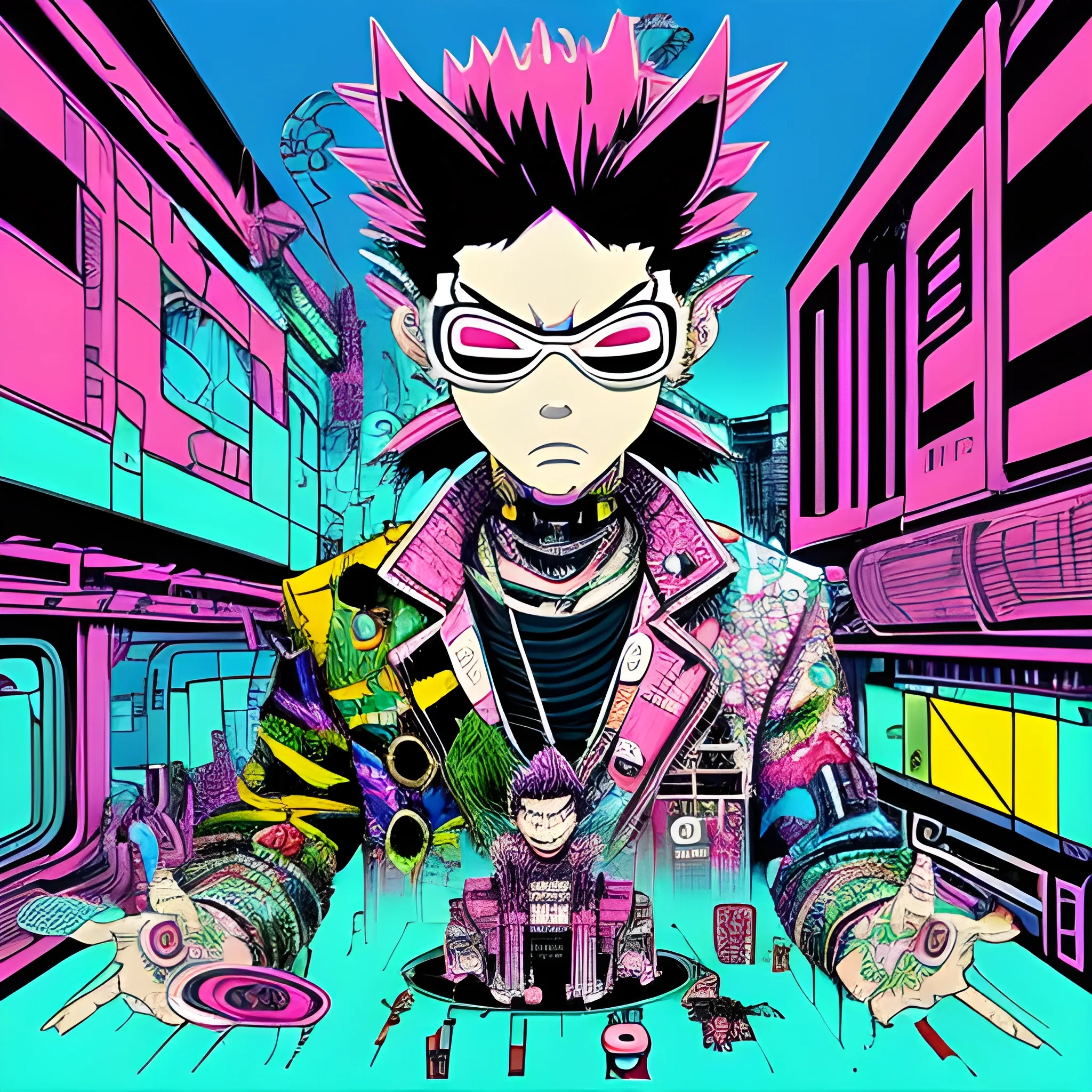 tokio ciberpunk, Trippy, Cartoon