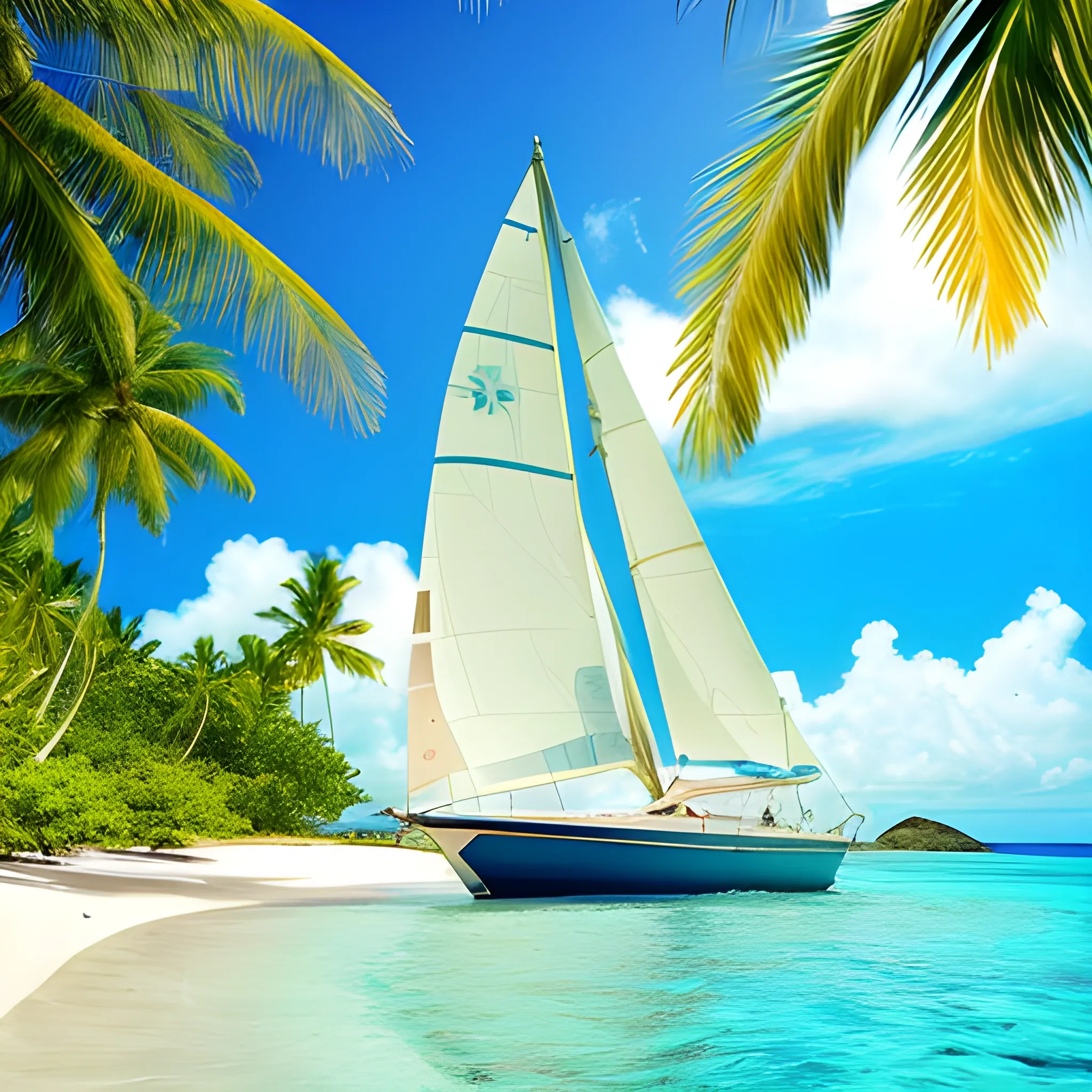 How about an image of a sailboat on a beautiful tropical island to cause a feeling of relaxation and freedom