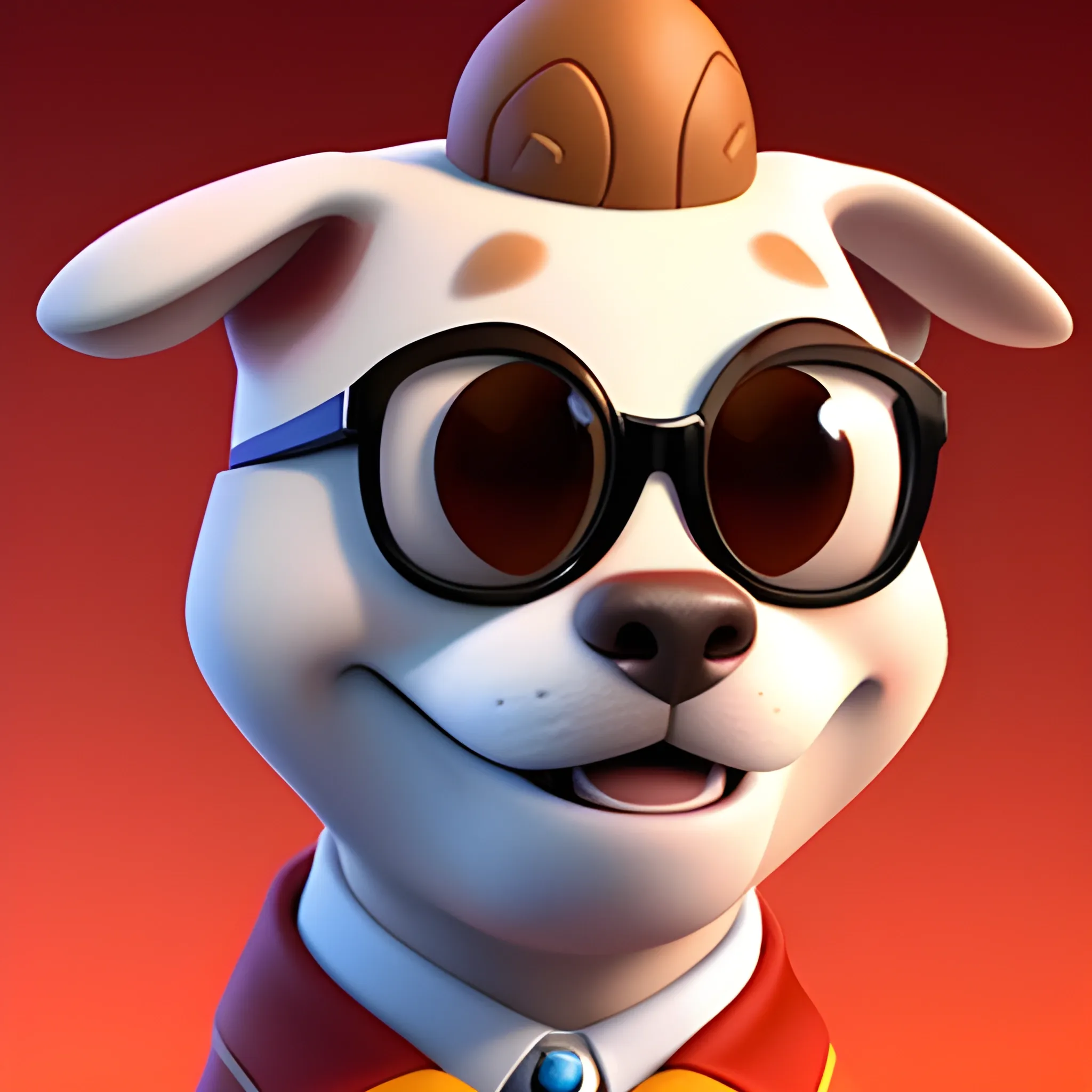 Create a Disney-style 3D Pixar Elon musk com um cachorro com a cabeça de um ovo