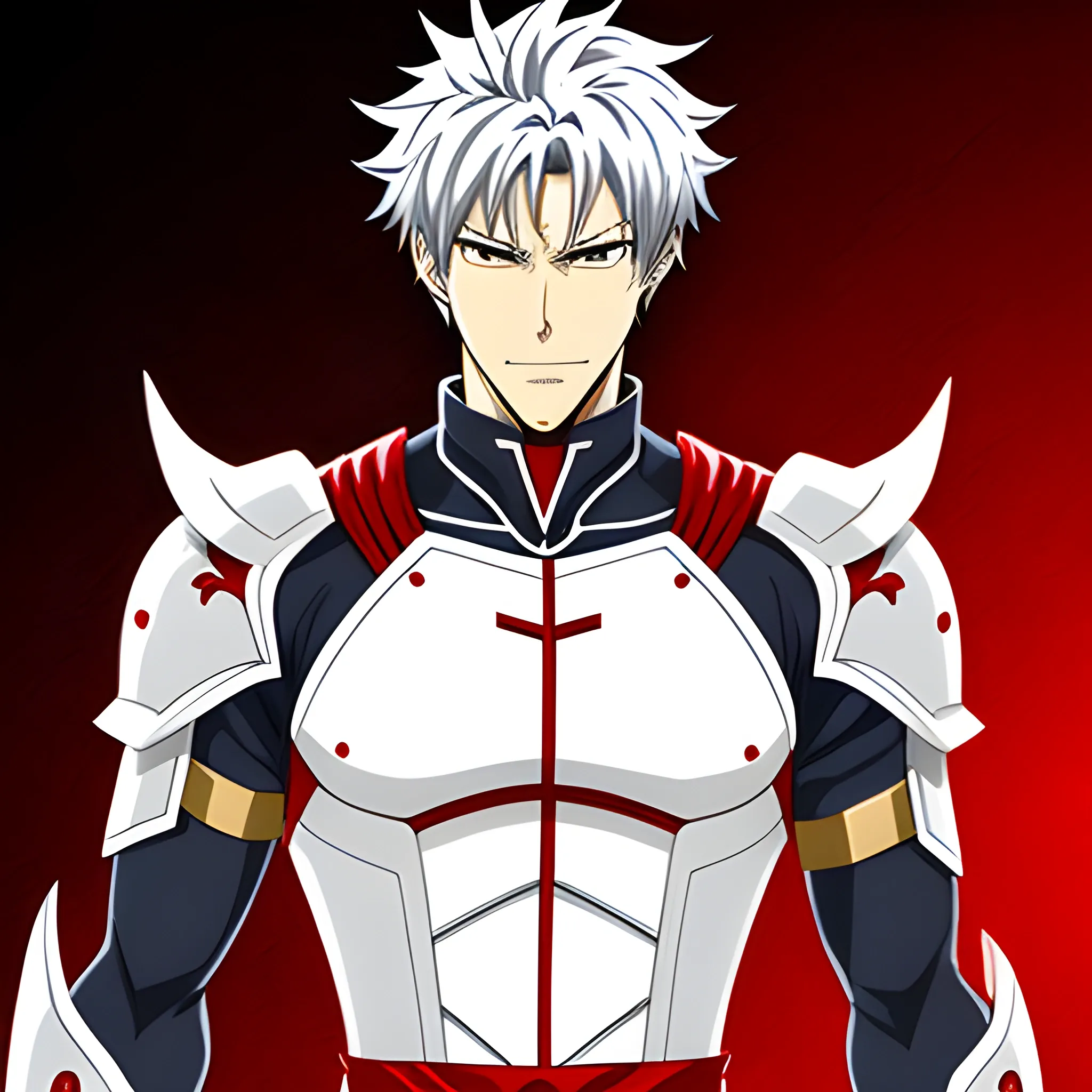 Teenager, male, anime, hero, armor, white, red, fantasy
