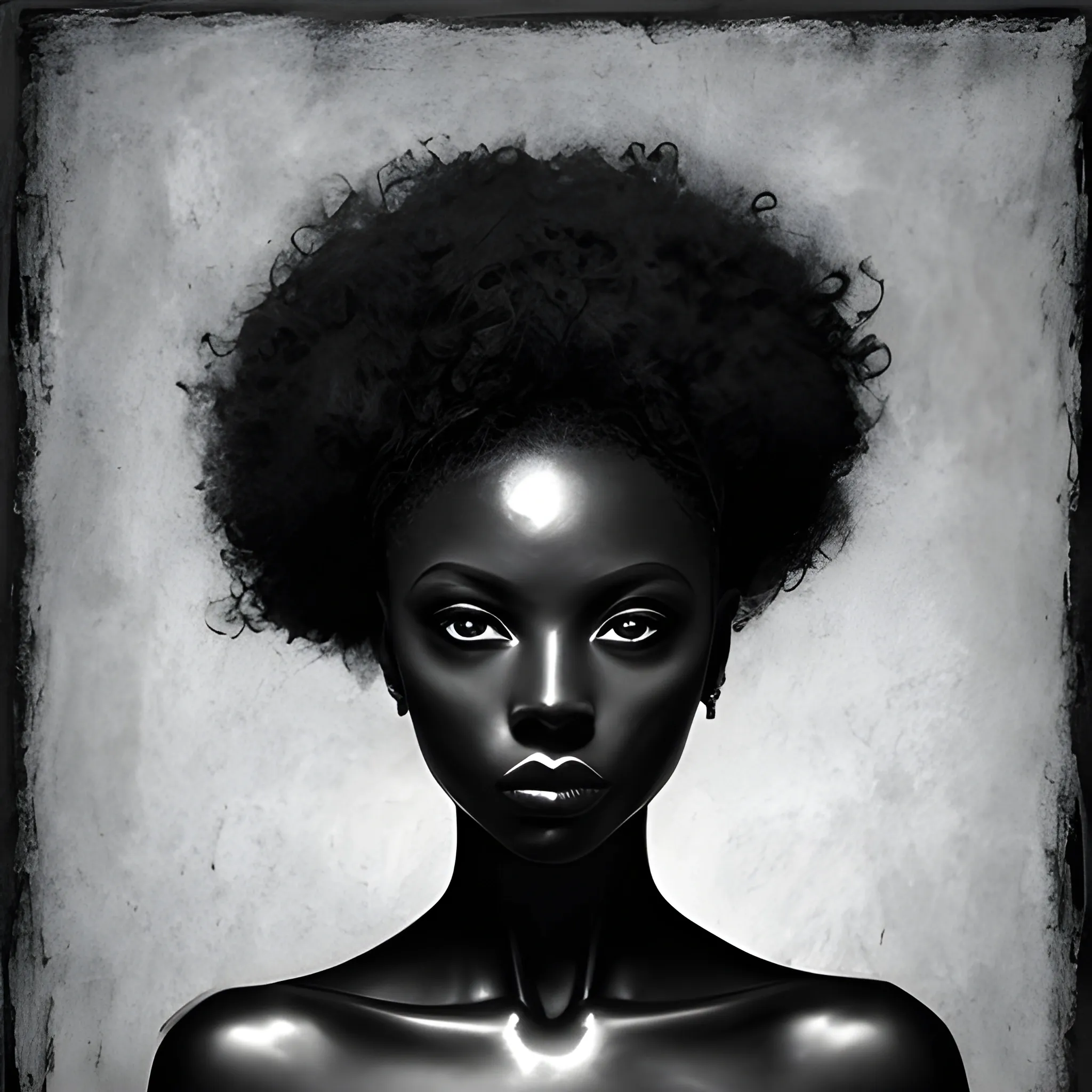 Black mysterious woman, portrait version, deep and artistic, master work