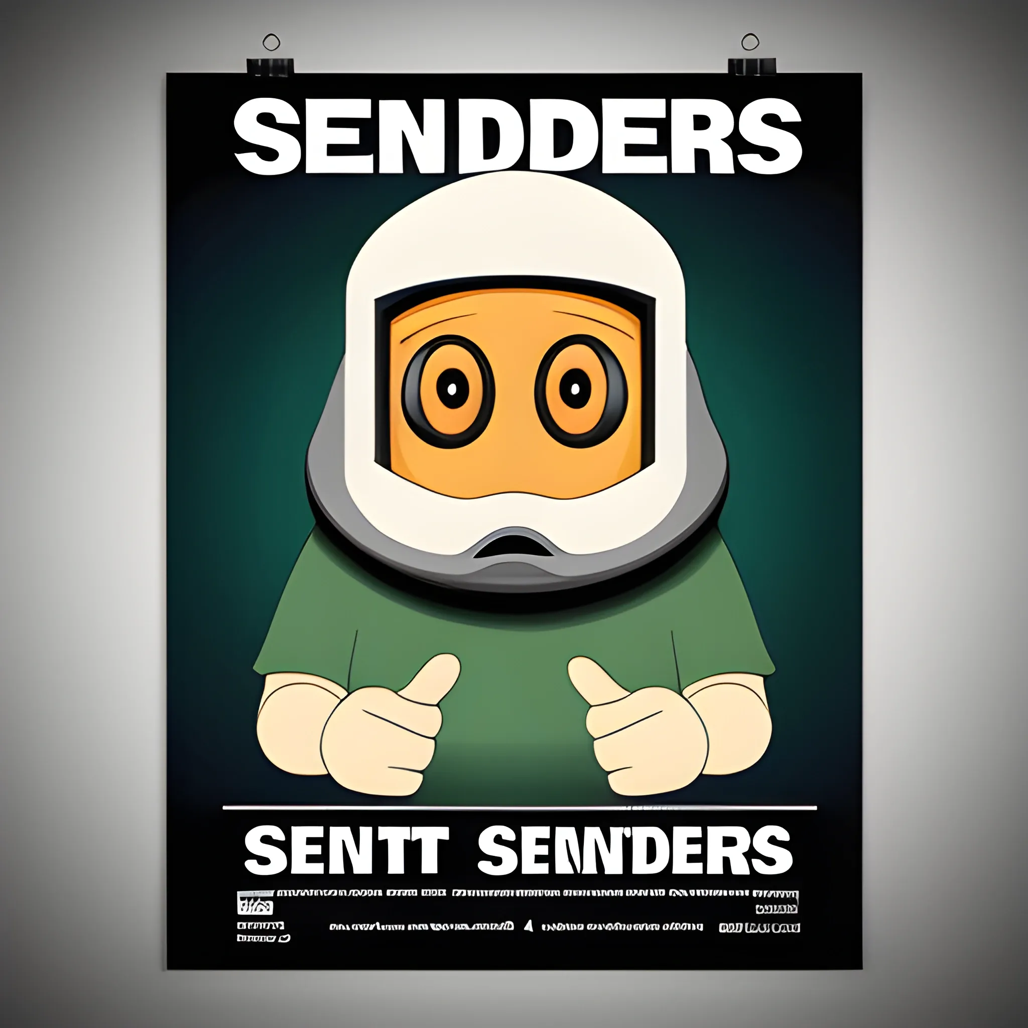 Sender Labs advertising poster, Cartoon