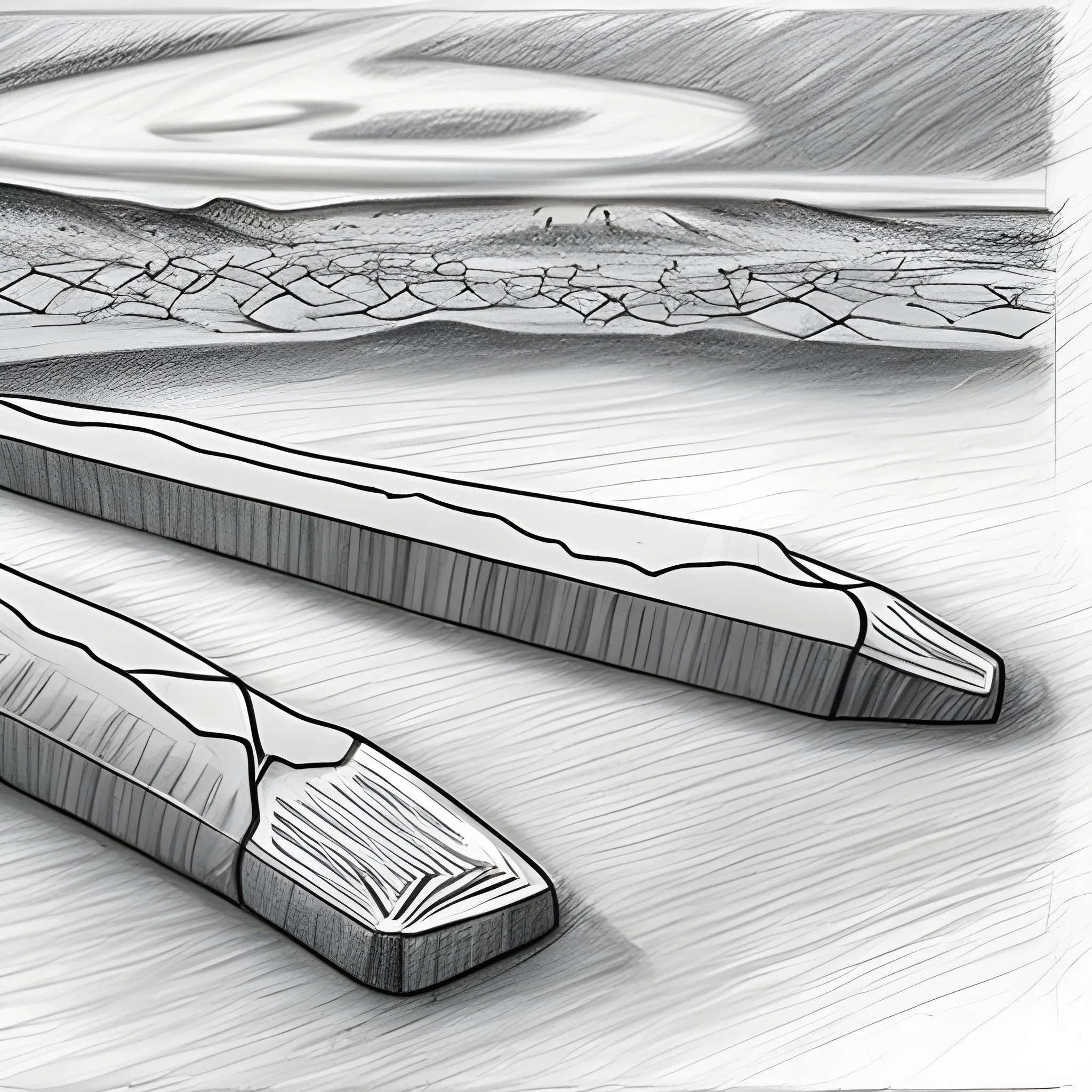 Un desierto de sal con formaciones de sal unicas, Pencil Sketch