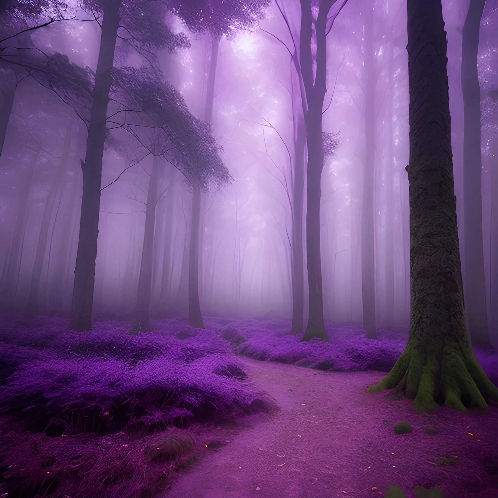 mythical forest, atmospheric, purple, 