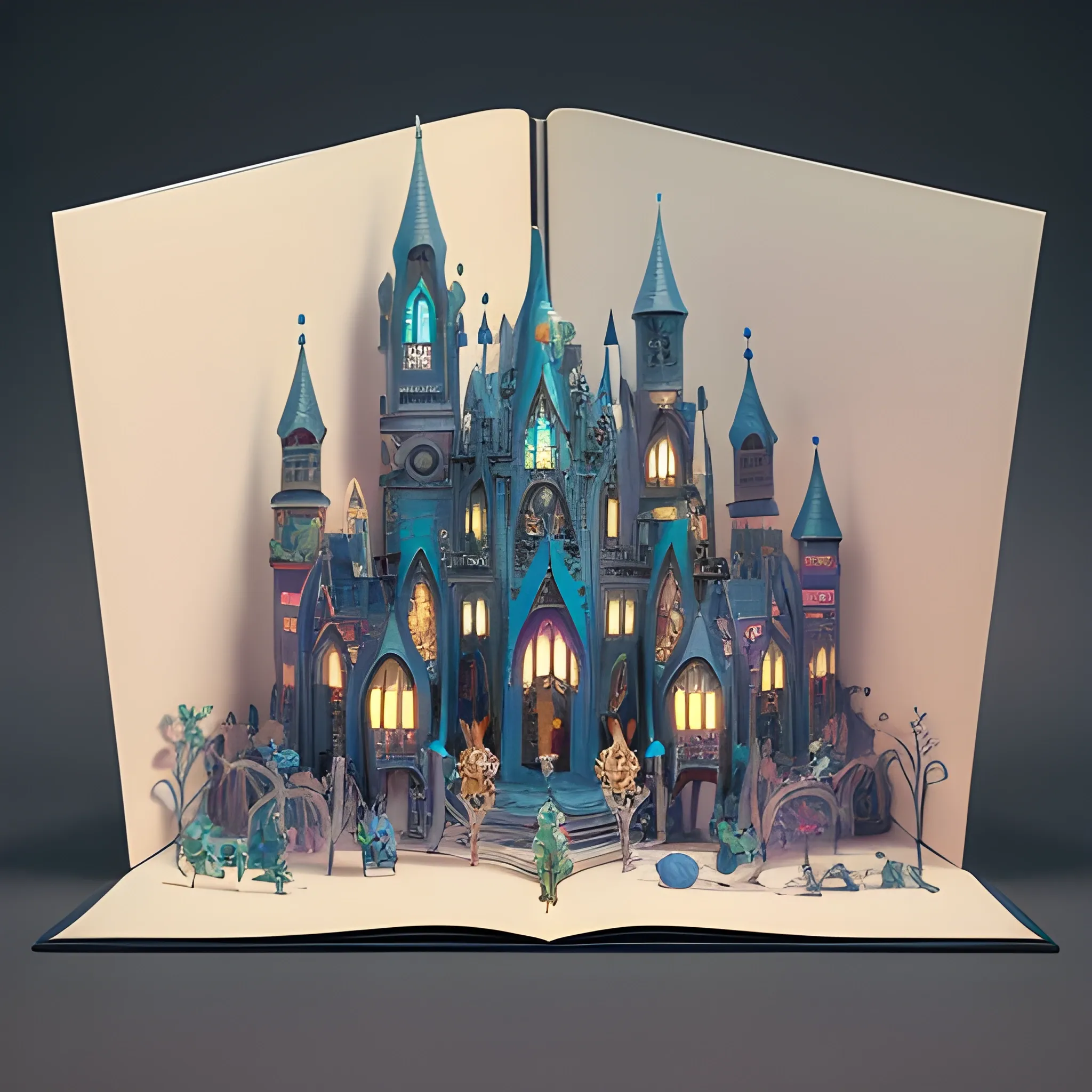 Pop-Up Book Art creation, intricate paper sculptures, delicate cutouts, book transforms into three-dimensional masterpieces, enchanted, magical, surreal ambiance, Toy Story theme, matte painting aesthetic, CGSociety trend, ArtStation trend, vibrant colors, cinematic character render, ultra high-quality model, epic, ominous undertone, highly detailed, production cinematic character render by greg rutkowski