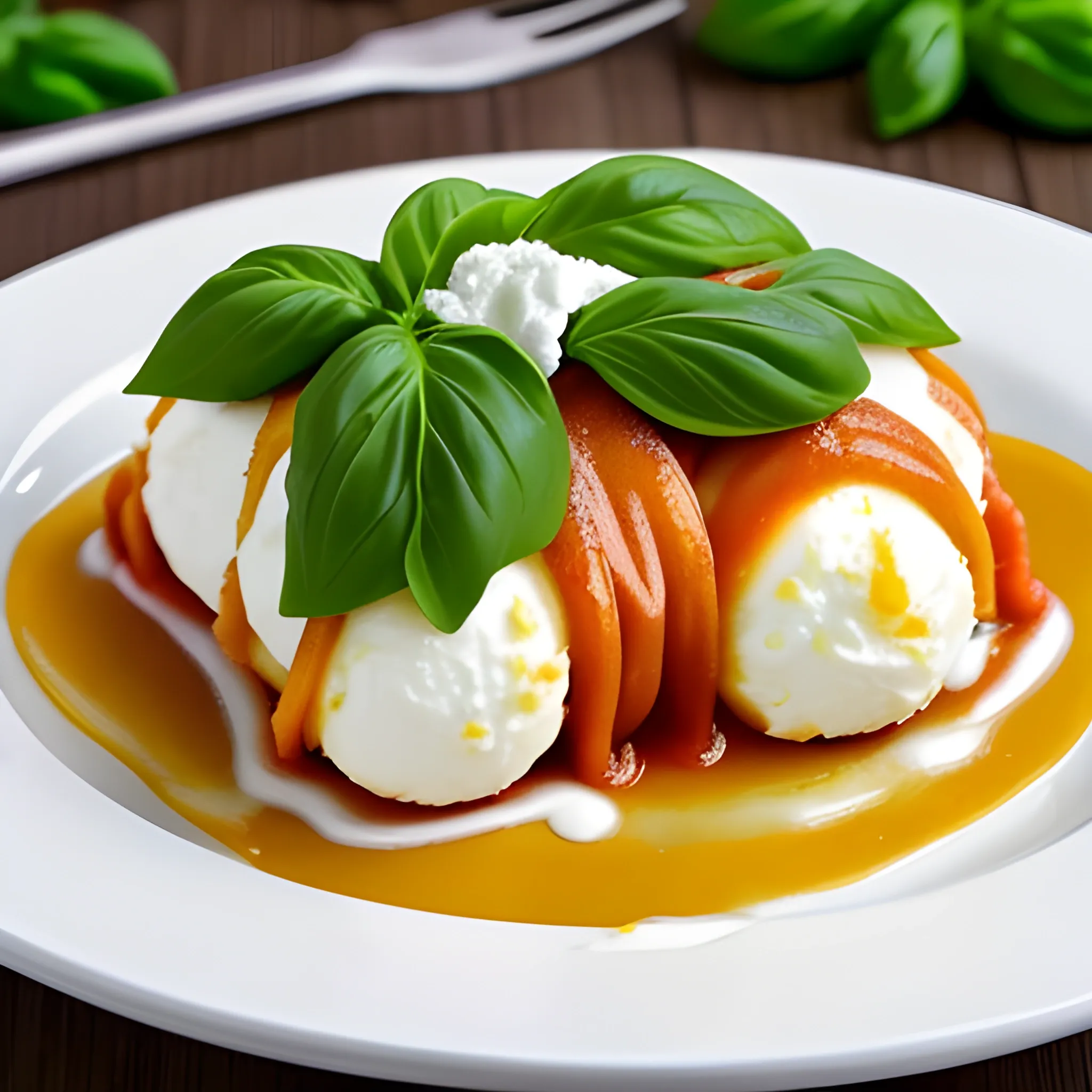 gebackene CANELLONI mit Ricotta-Spinatfüllung und Mozzarella auf einem weissem rundem Teller
