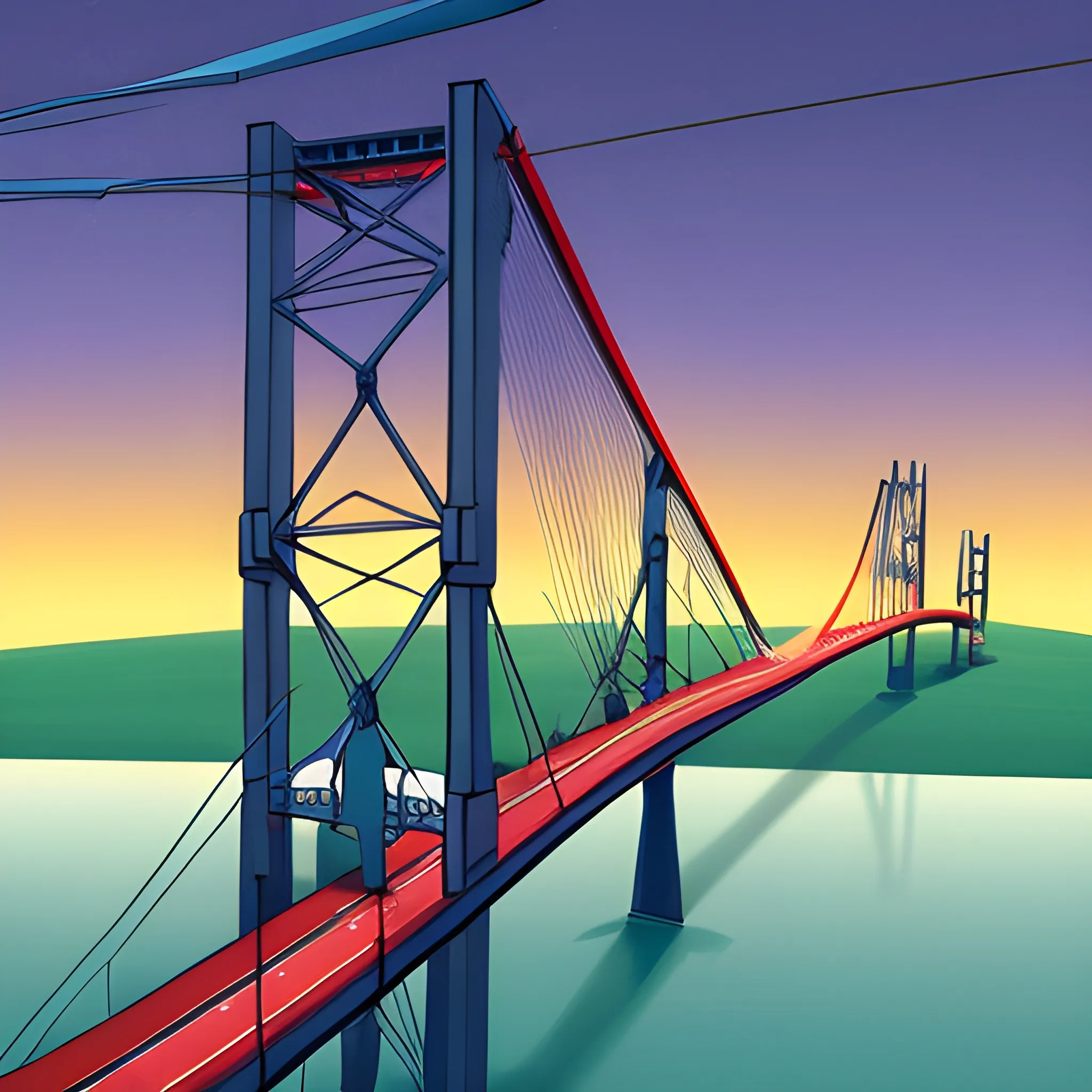 "Building Bridges": Create an illustration of interconnected bridges stretching across a vast landscape, representing collaboration and unity among supporters of your fundraiser. Each bridge could symbolize a different aspect of community involvement.