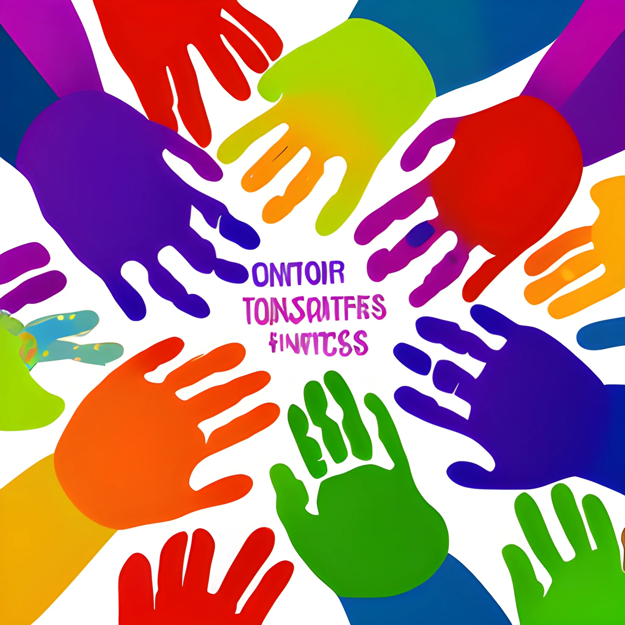 "Hands of Support": Generate an abstract image of colorful handprints overlapping and forming a supportive network. This visual representation symbolizes the collective effort and solidarity of donors and supporters coming together to make a difference.