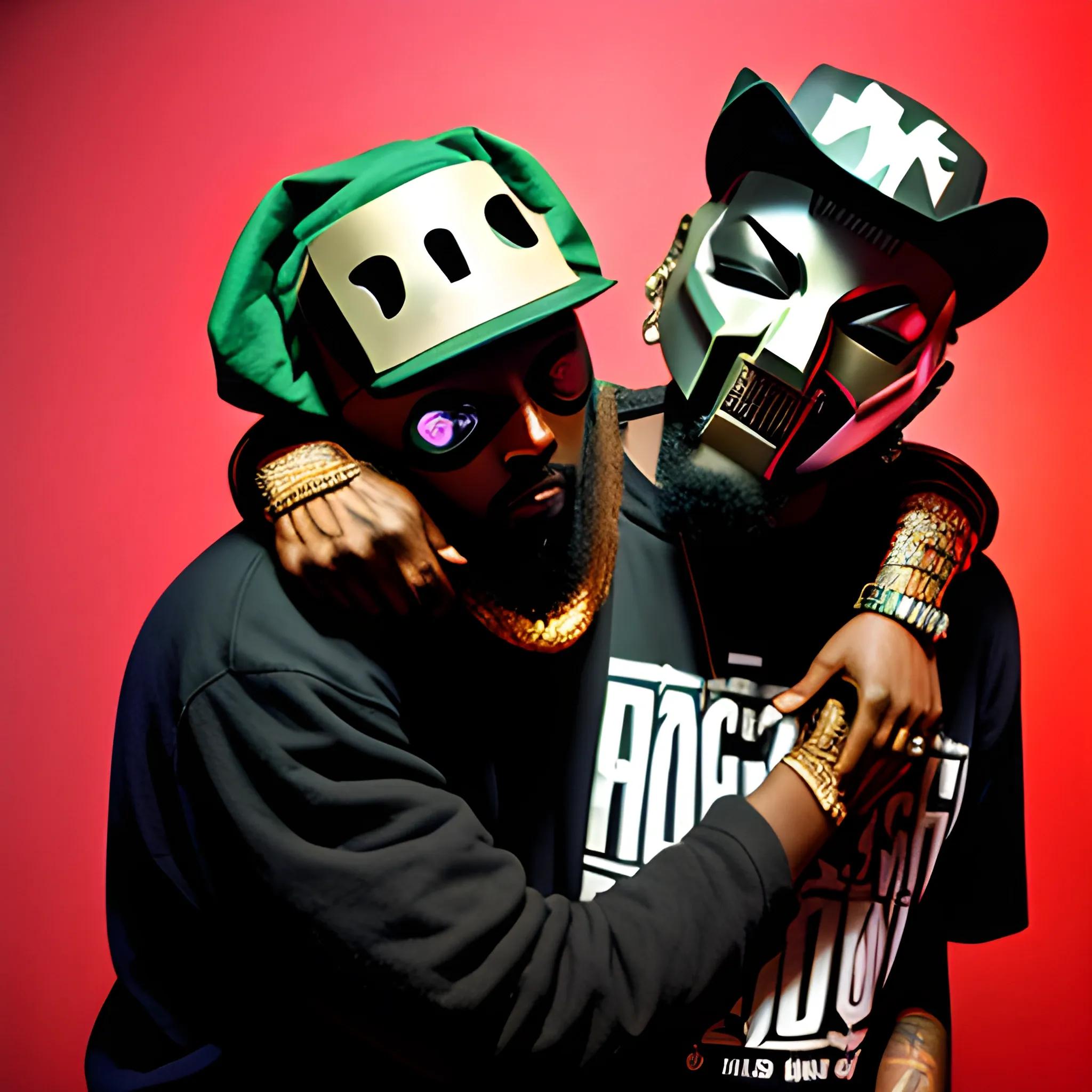 MF DOOM and madvillian hugging