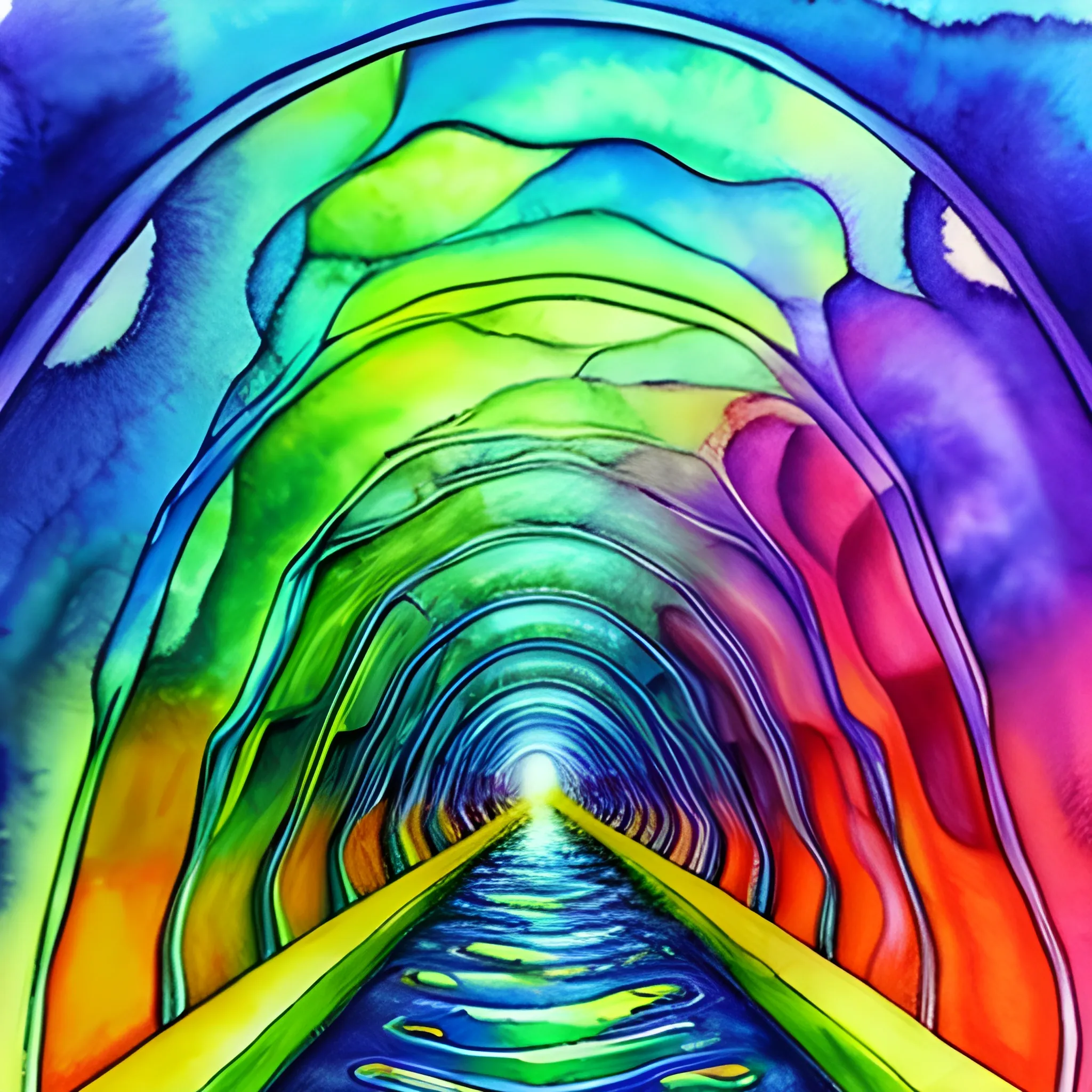 psychedelic tunnel with water, Water Color 