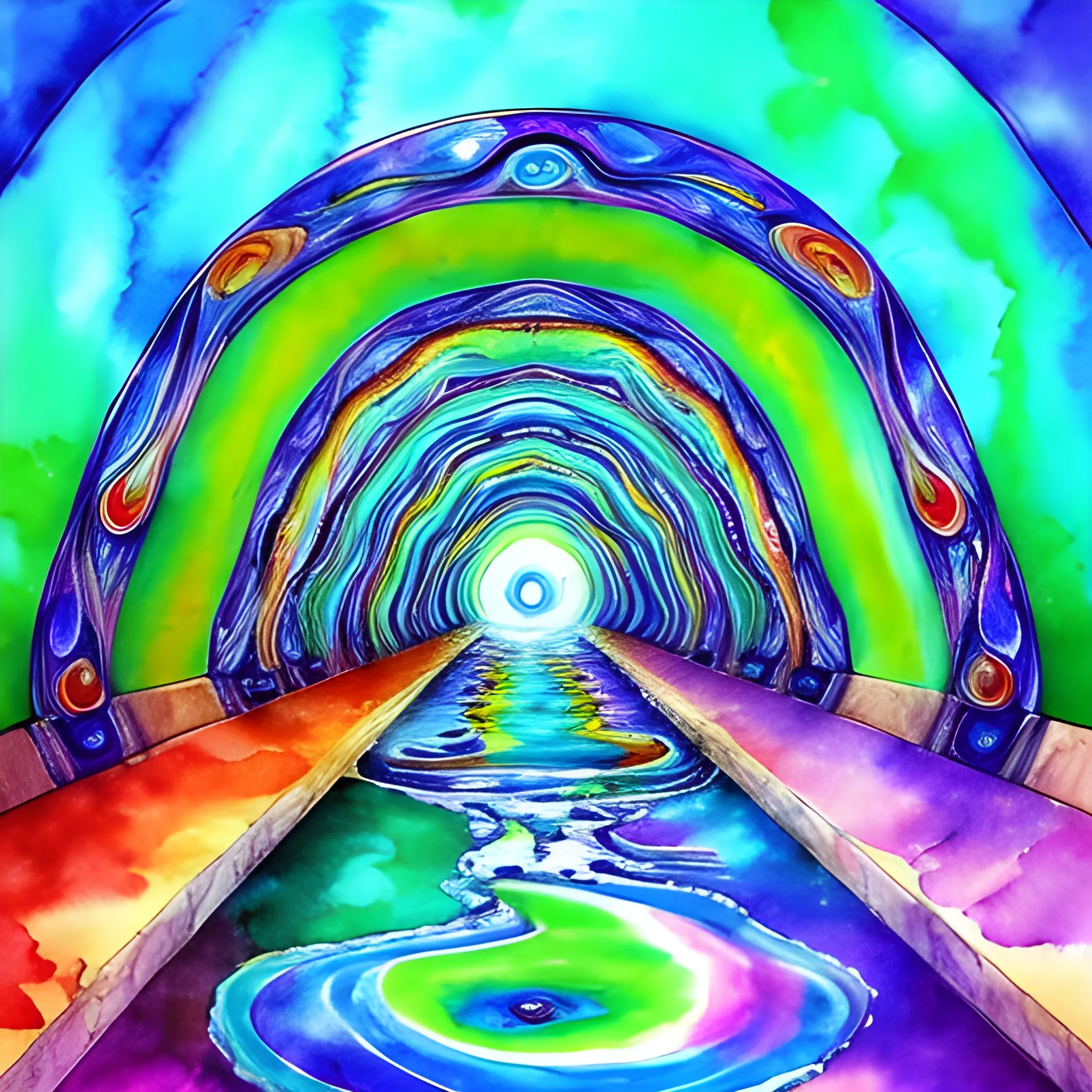 psychedelic tunnel with water, Water Color 