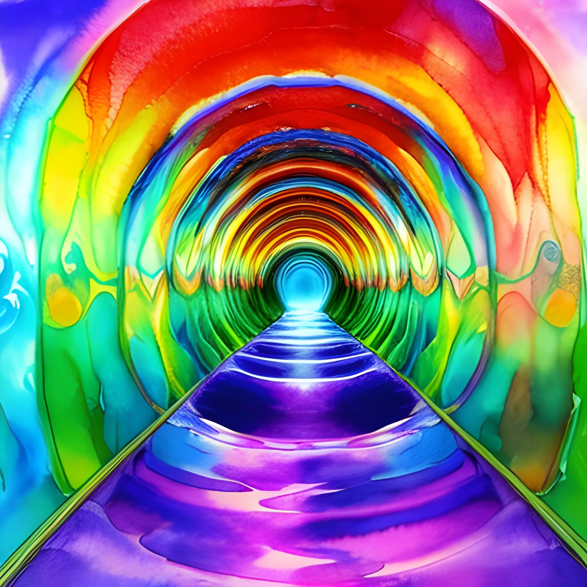 psychedelic tunnel with water, abstract, Water Color