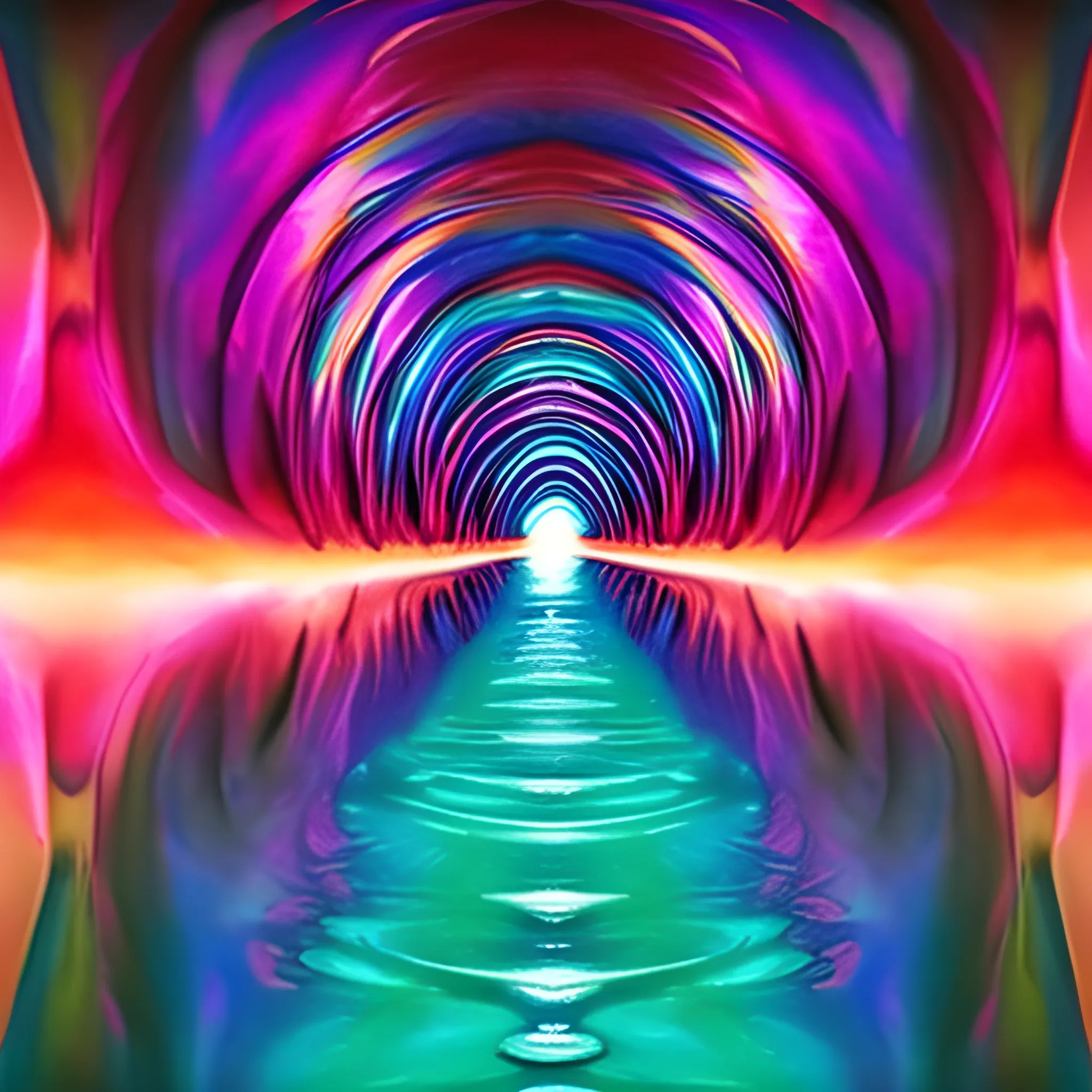 psychedelic tunnel with water, night, abstract, Water Color, pink