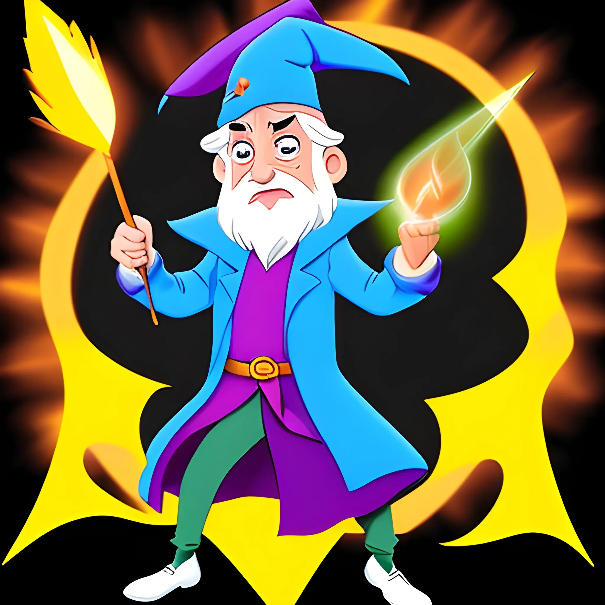 , Cartoon wizard casting spells