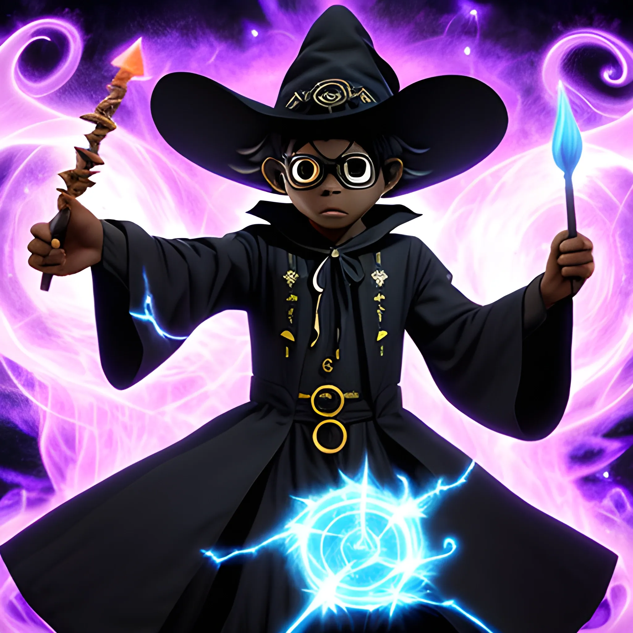 , Trippy black mage casting spells