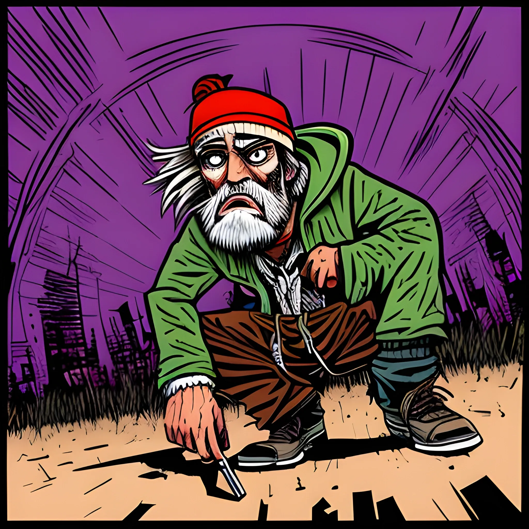 Hobo assassin , Trippy, Cartoon