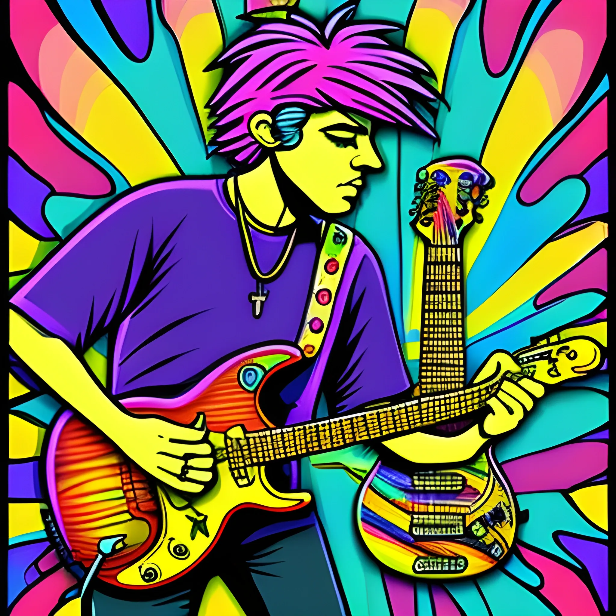 Majestic guitarist , Trippy, Cartoon