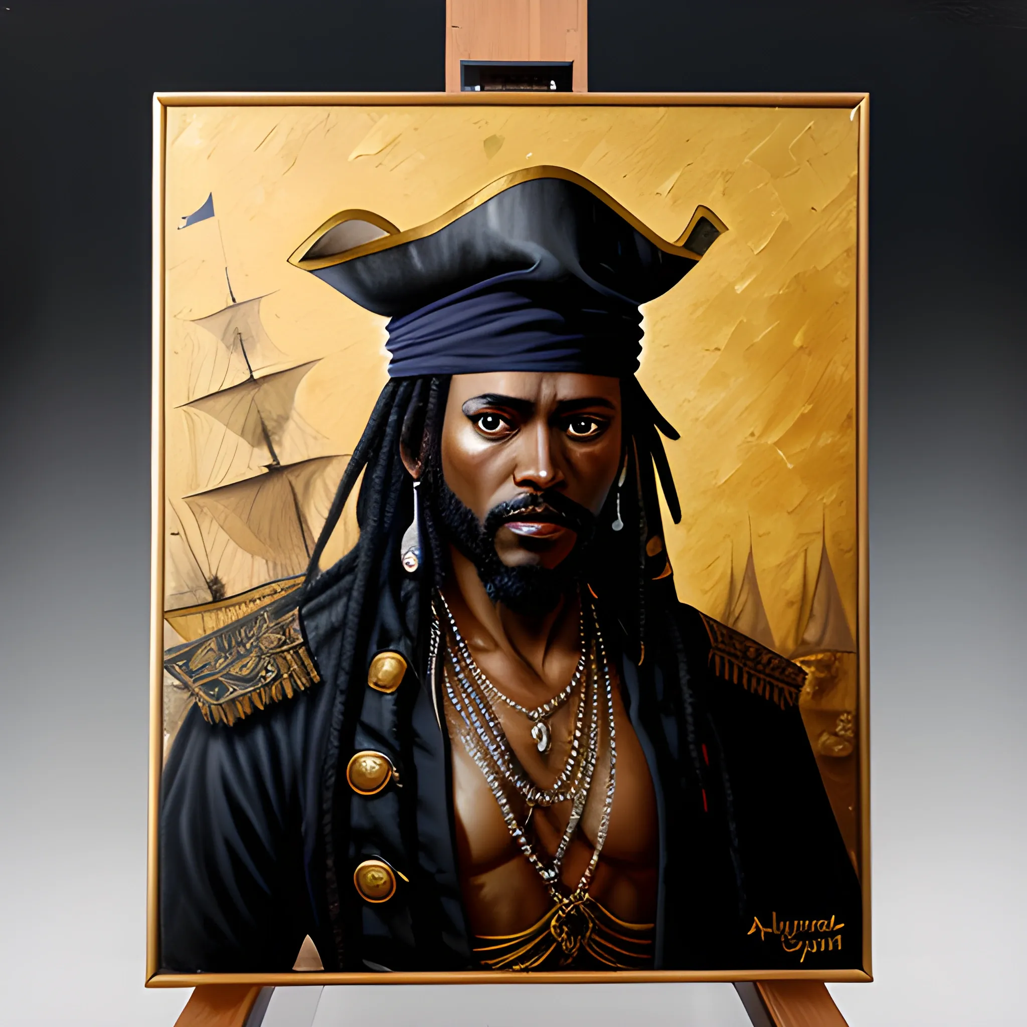 Black King of pirates, Oil Painting