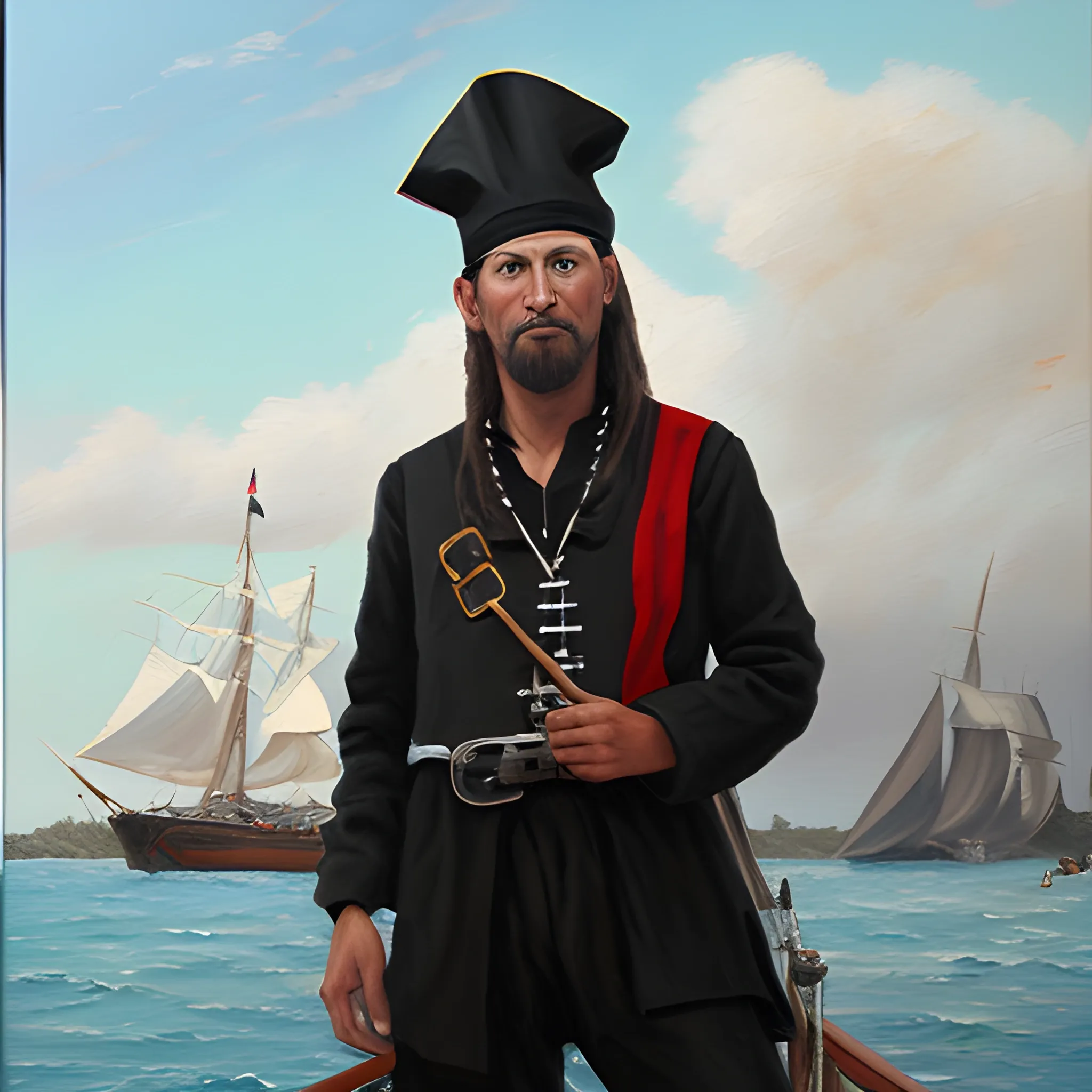 Black first mate, Oil Painting