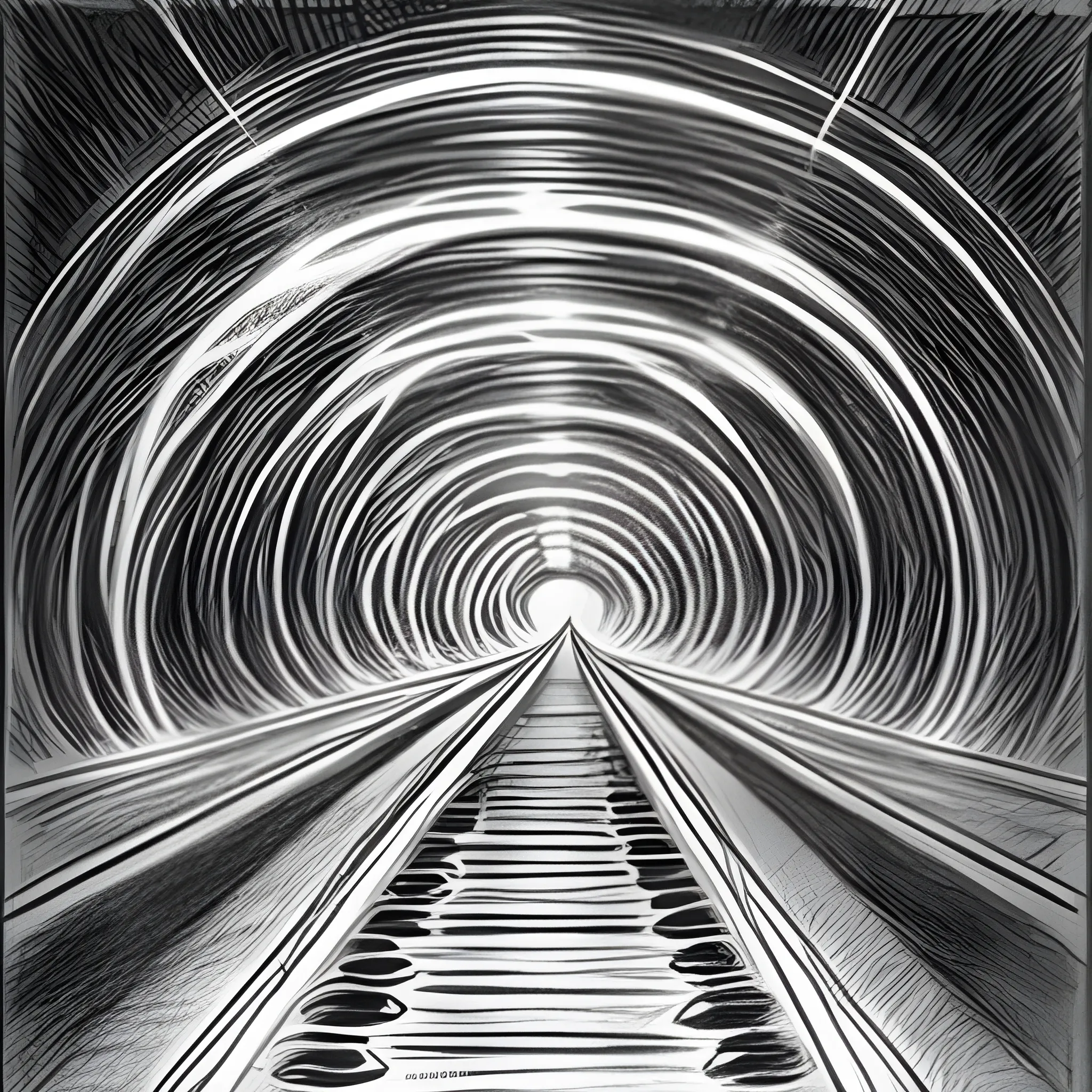 infinite electric tunnel with water, Pencil Sketch