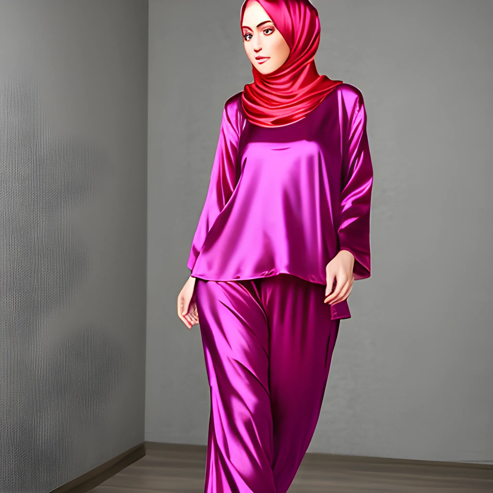 Satin loose palazzo pants with hijab