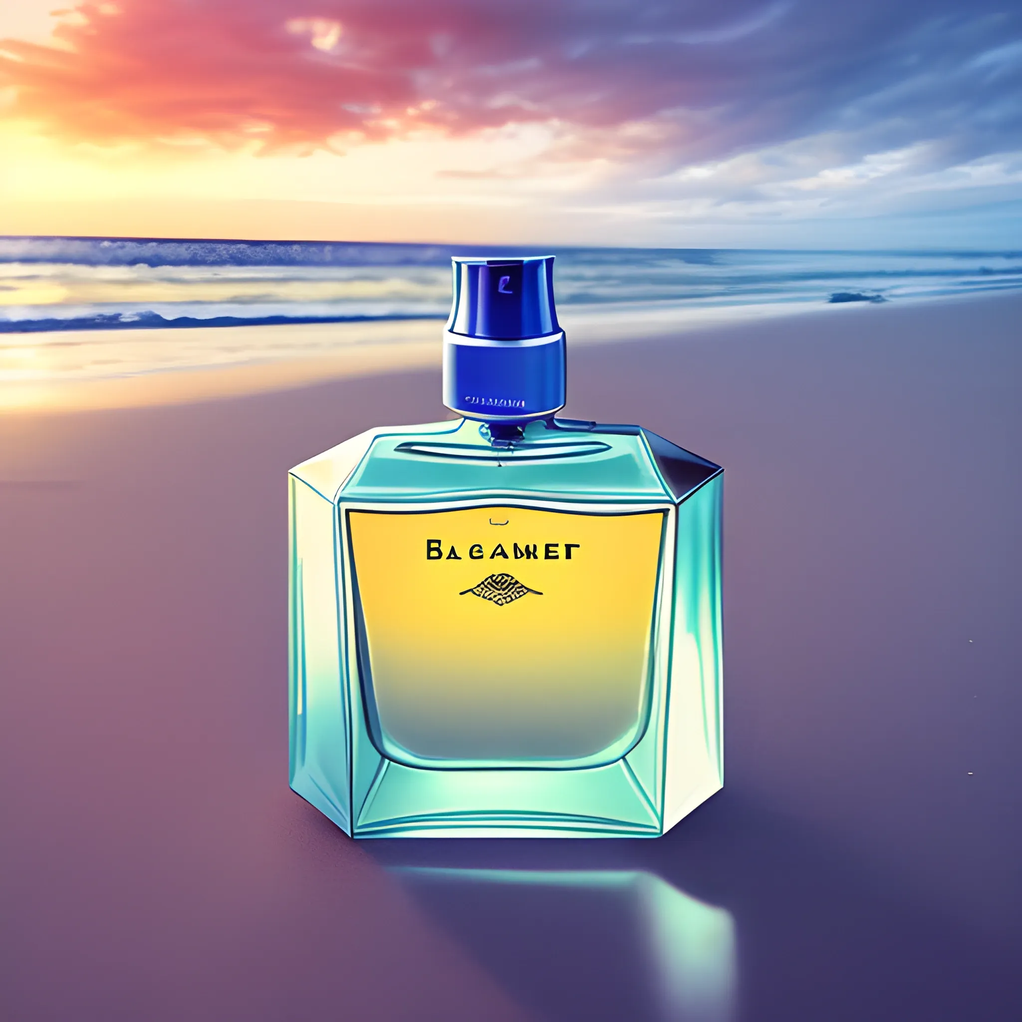 A bottle of perfume on the beach