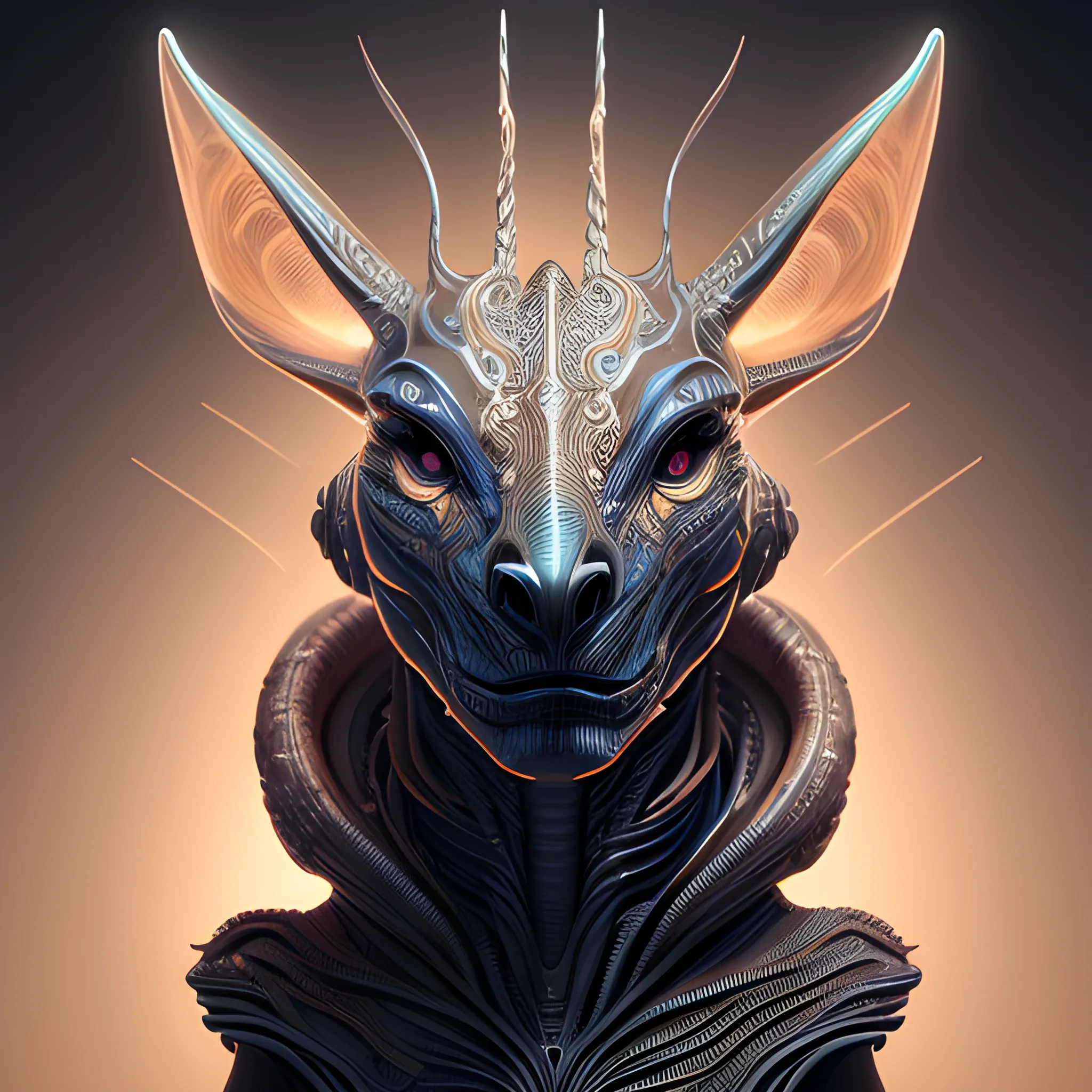 A detailed and intricate digital art piece in a cinematic style, this ultra high resolution portrait of a powerful alien beast is a true masterpiece. The beautiful lighting and playful design make it a trend-setter on ArtStation. A true award-winning work., 3D, Cartoon
