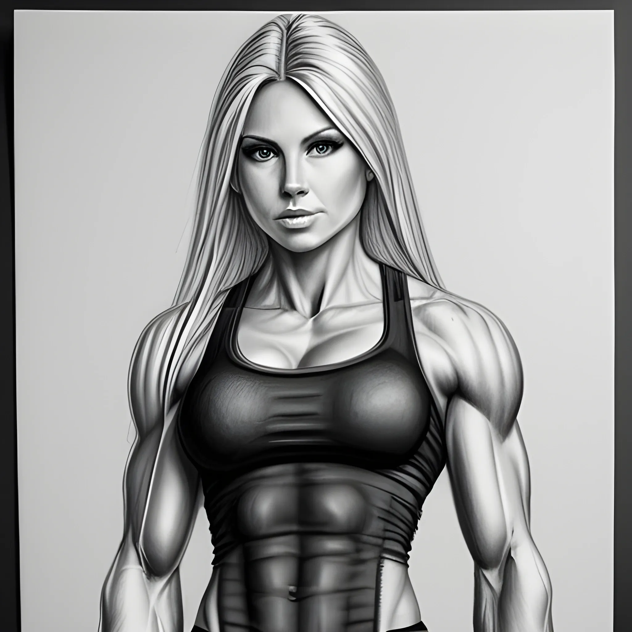 Muscular blonde woman black athletic wear

, Pencil Sketch