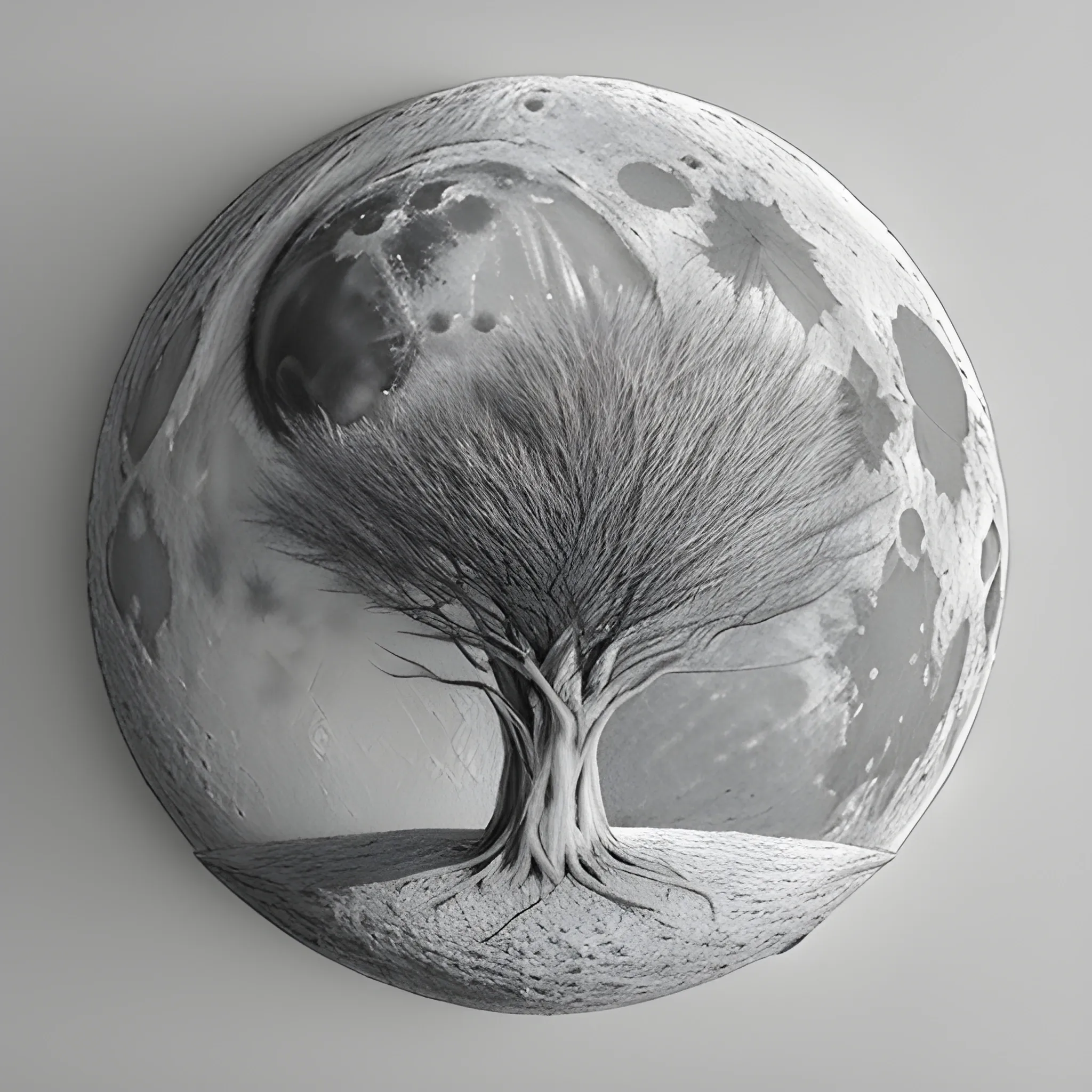 trees in the moon, Pencil Sketch, 3D