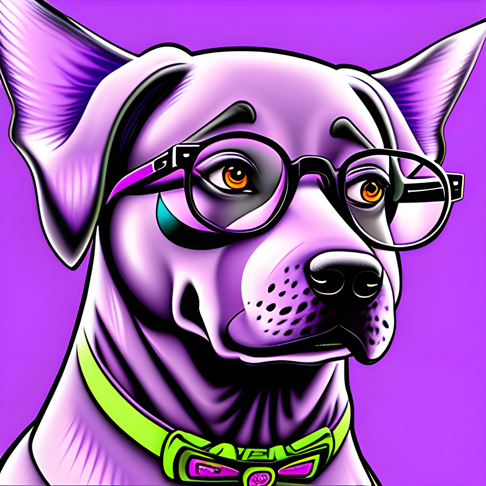 big purple dog with glasses, Trippy