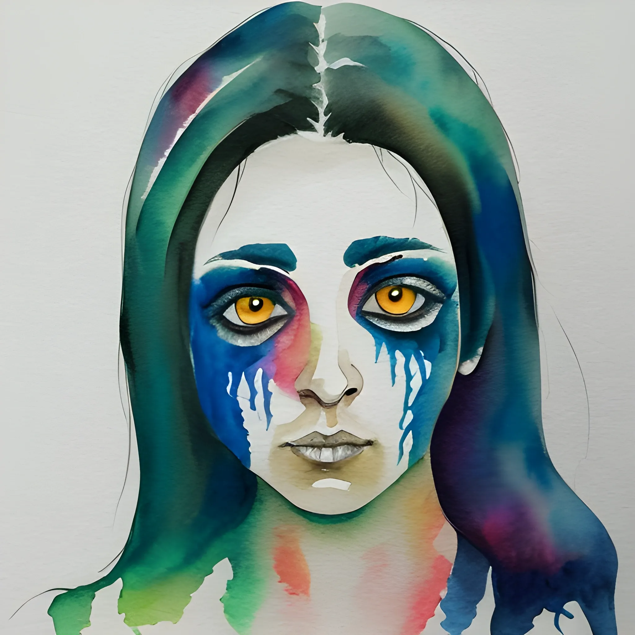 mujer con ojos cerrados, Water Color