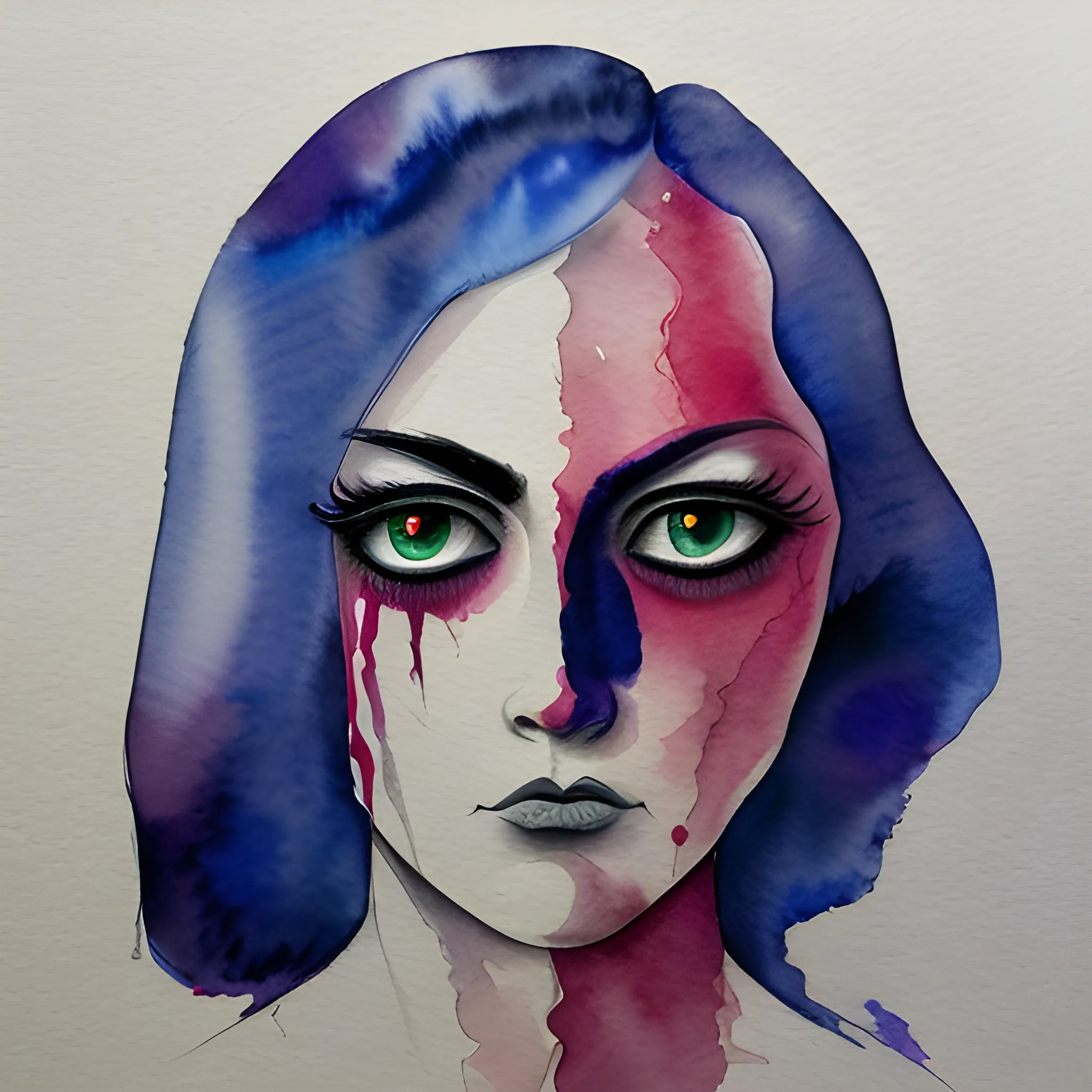 mujer con ojos cerrados, Water Color, 3D